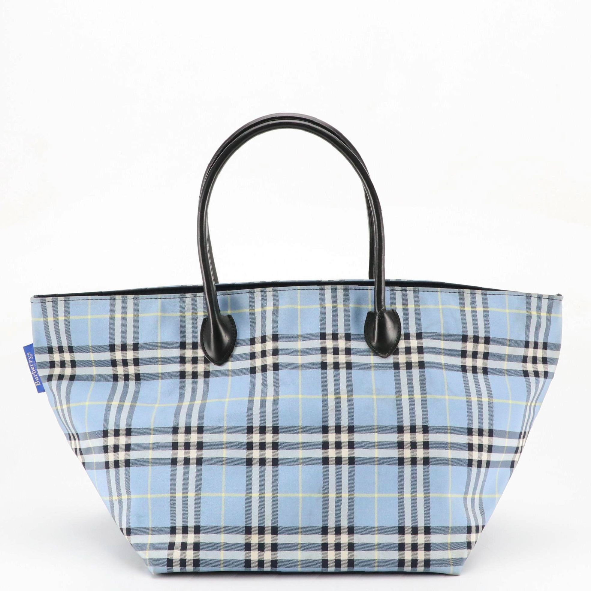 Burberry Blue Label Zip Tote Bag in Blue Vintage Check Nylon Canvas and Leather