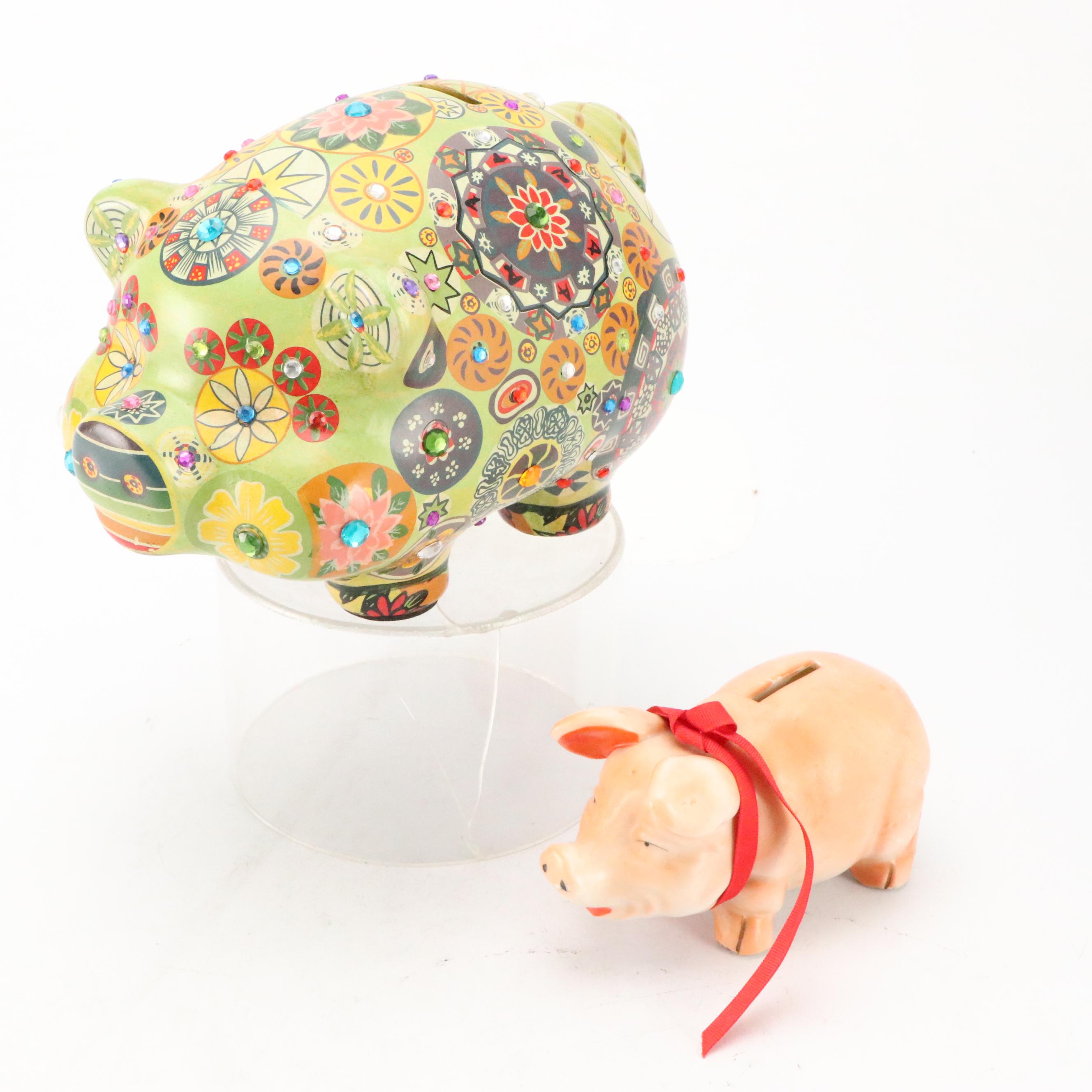 Piggy Bank Collection Featuring St. Xavier and Artisan Hand-Painted Banks