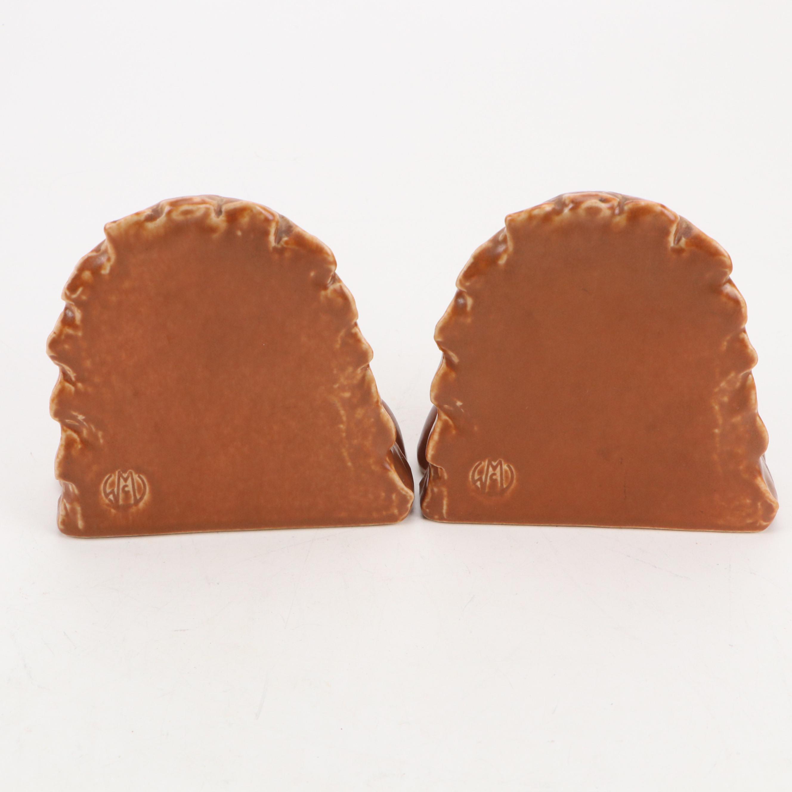 Rookwood Pottery Native American Bookends After Wm. P. McDonald Design, 1930