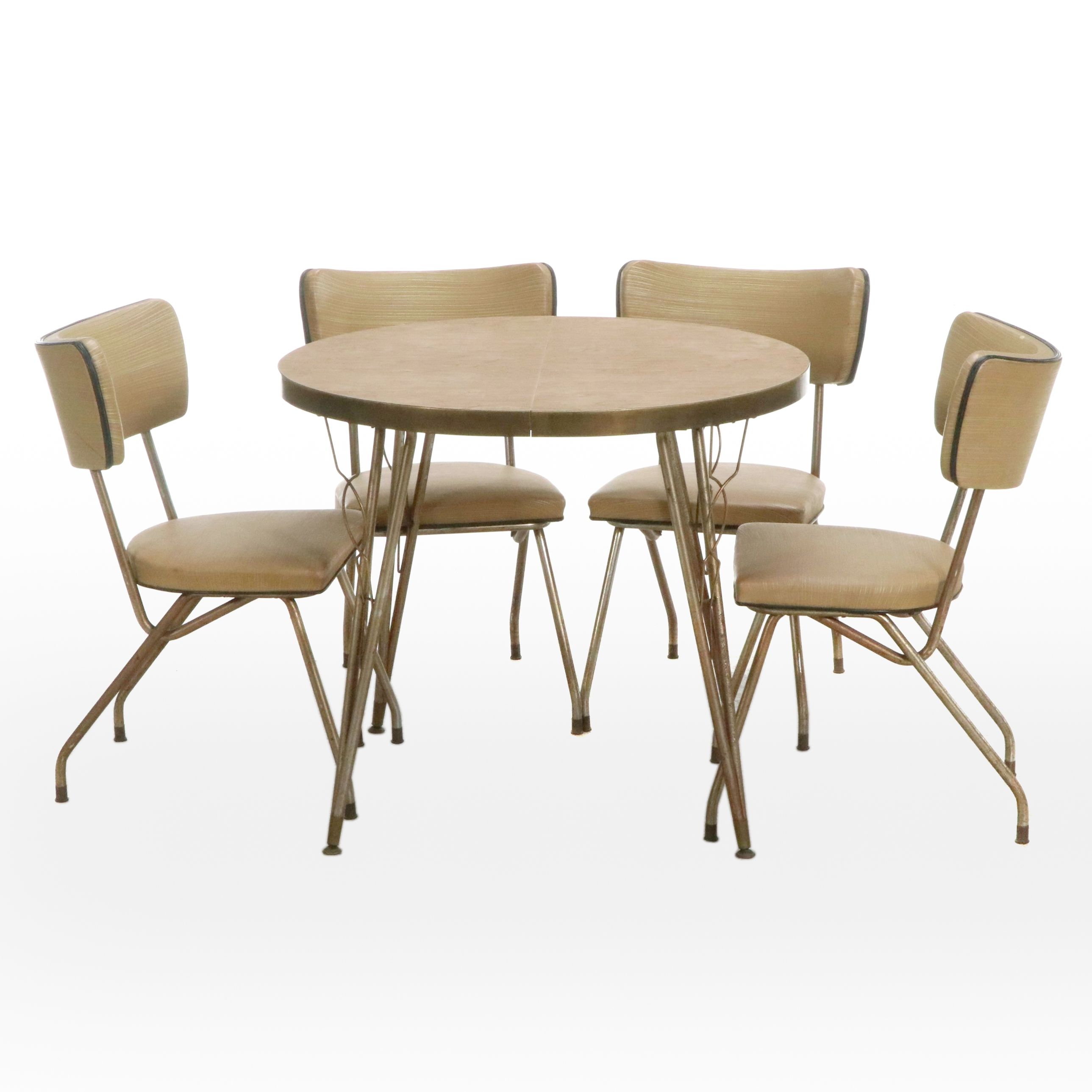 Hoffman Table Co. Mid Century Modern Laminate and Metal Dining Set, 1950s