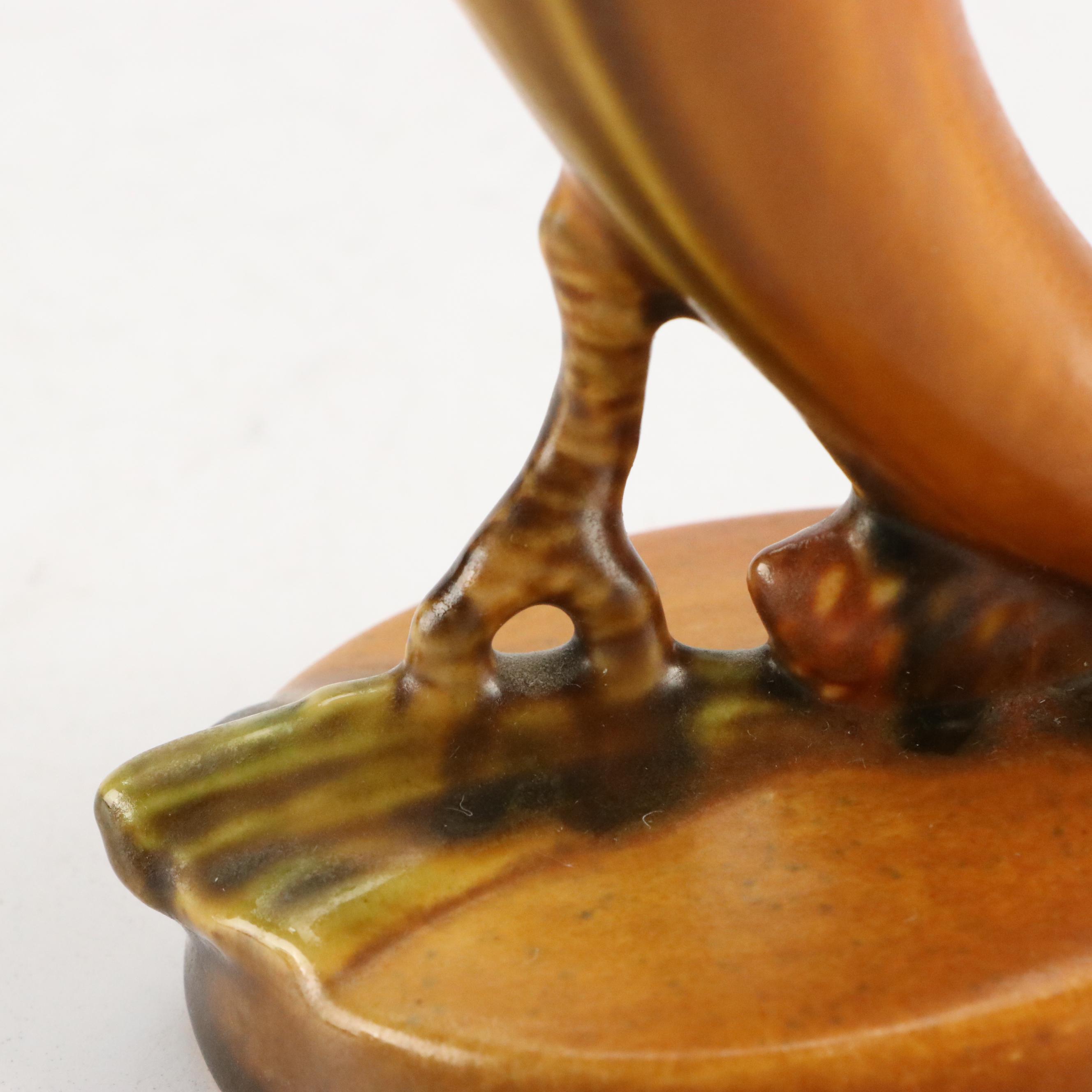Roseville Pottery Brown "Pinecone" Low Bowl w/ Cornucopia Planters, Mid-20th C.