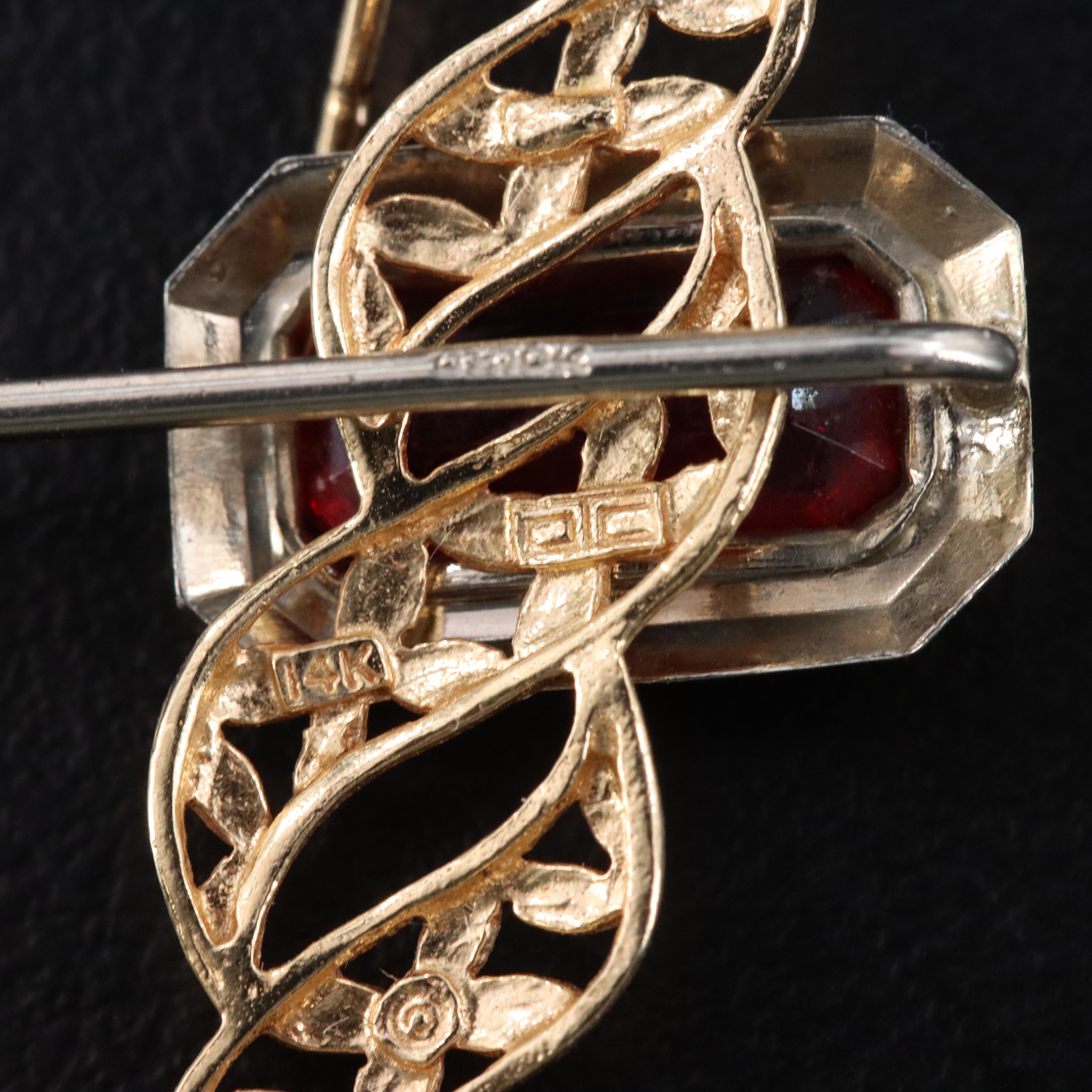 Antique 10K Glass Stickpin with 14K Drop and Stud Earrings