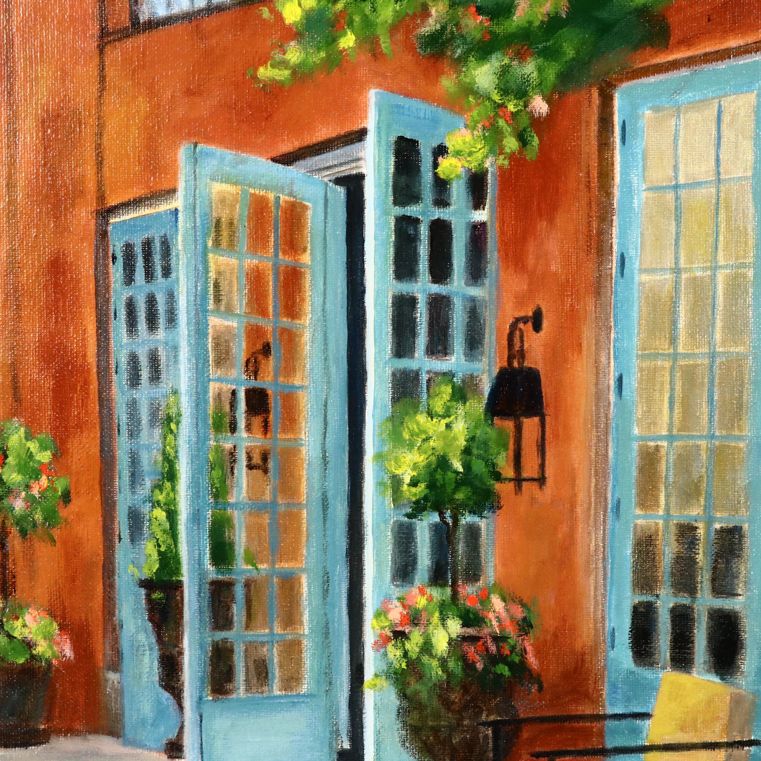 M. J. Conary Oil Painting of Tuscan Style Patio, Contemporary