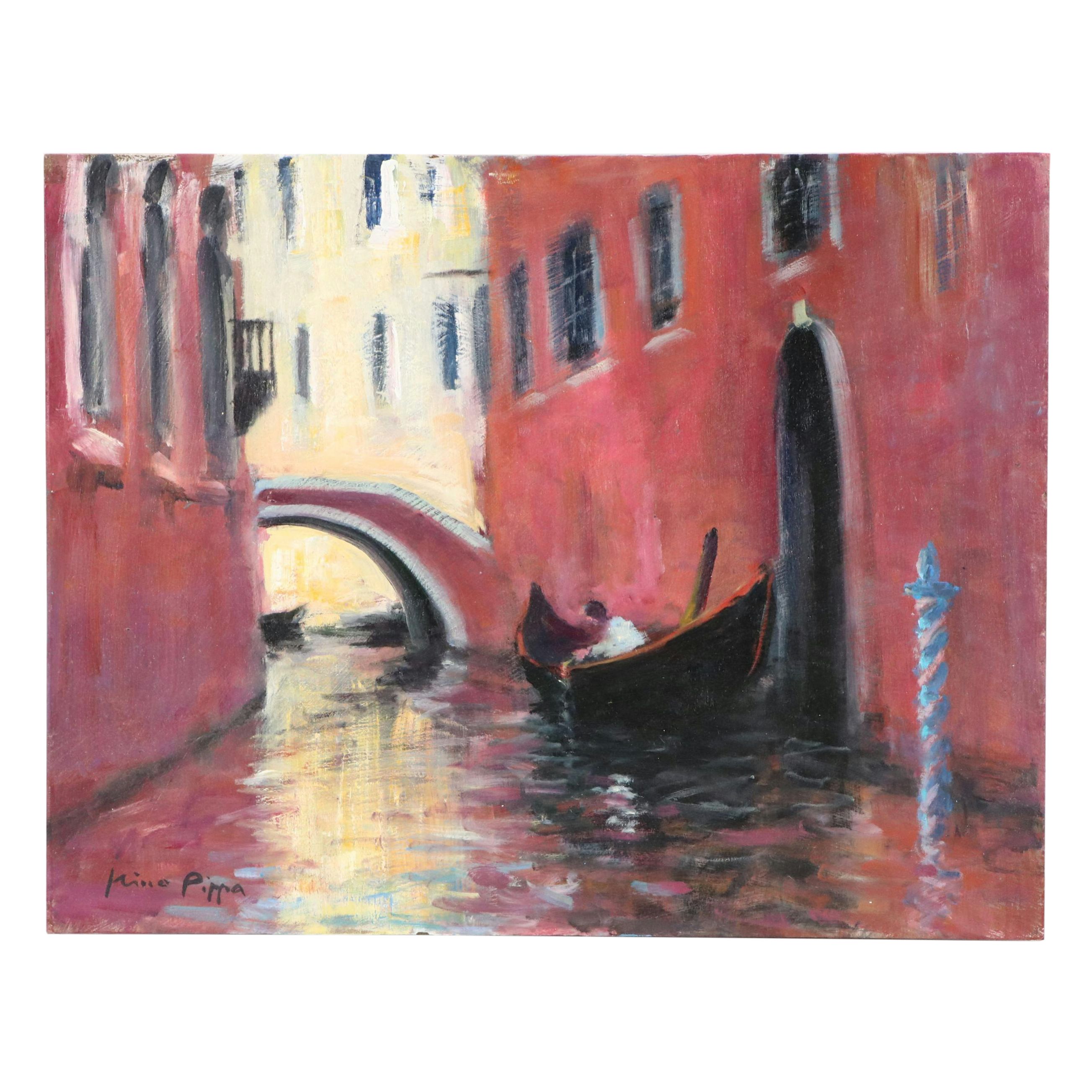 Nino Pippa Oil Painting "Venice Side Canal," 2016
