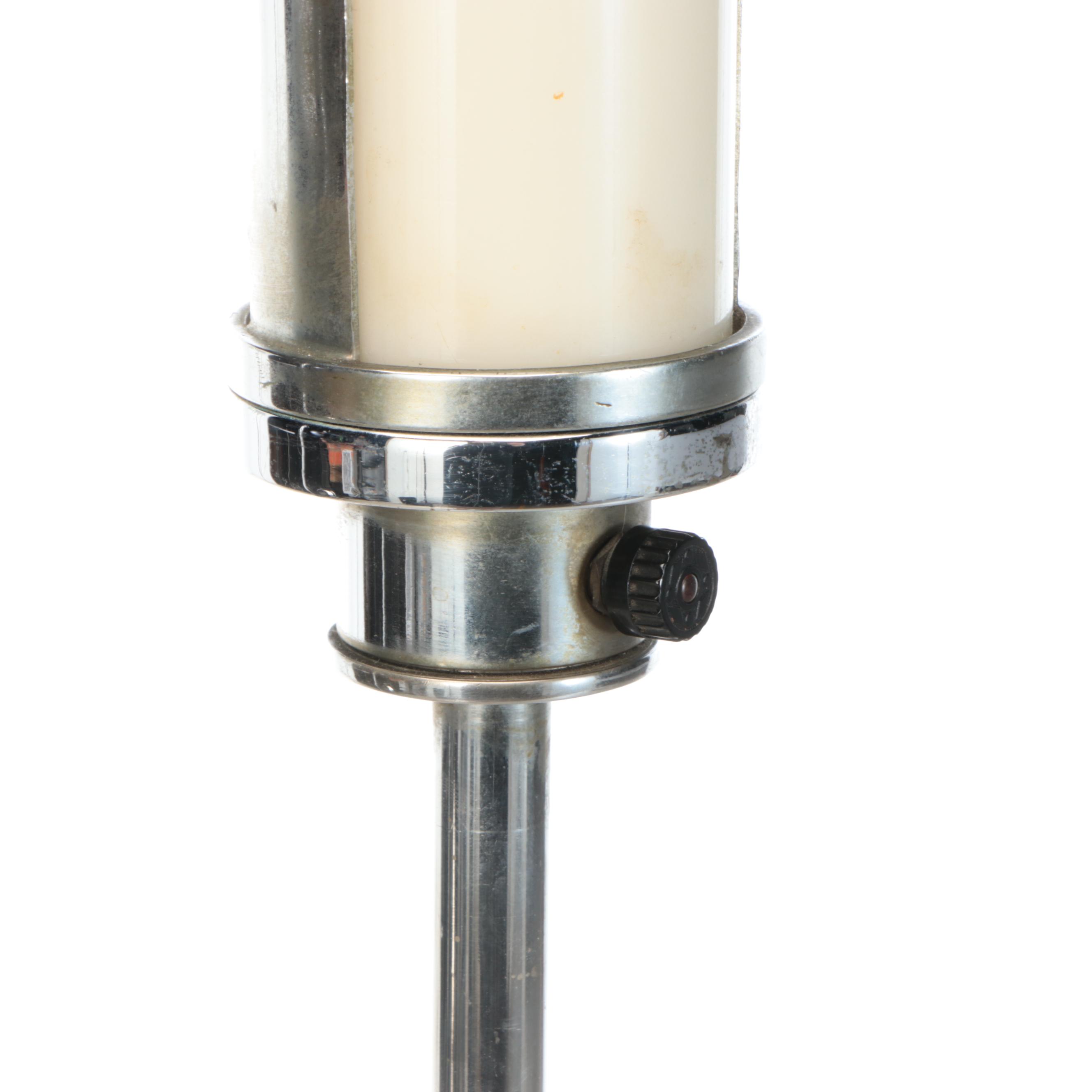 Art Deco Machine Age Brushed Aluminum and Wood Torchère Floor Lamp