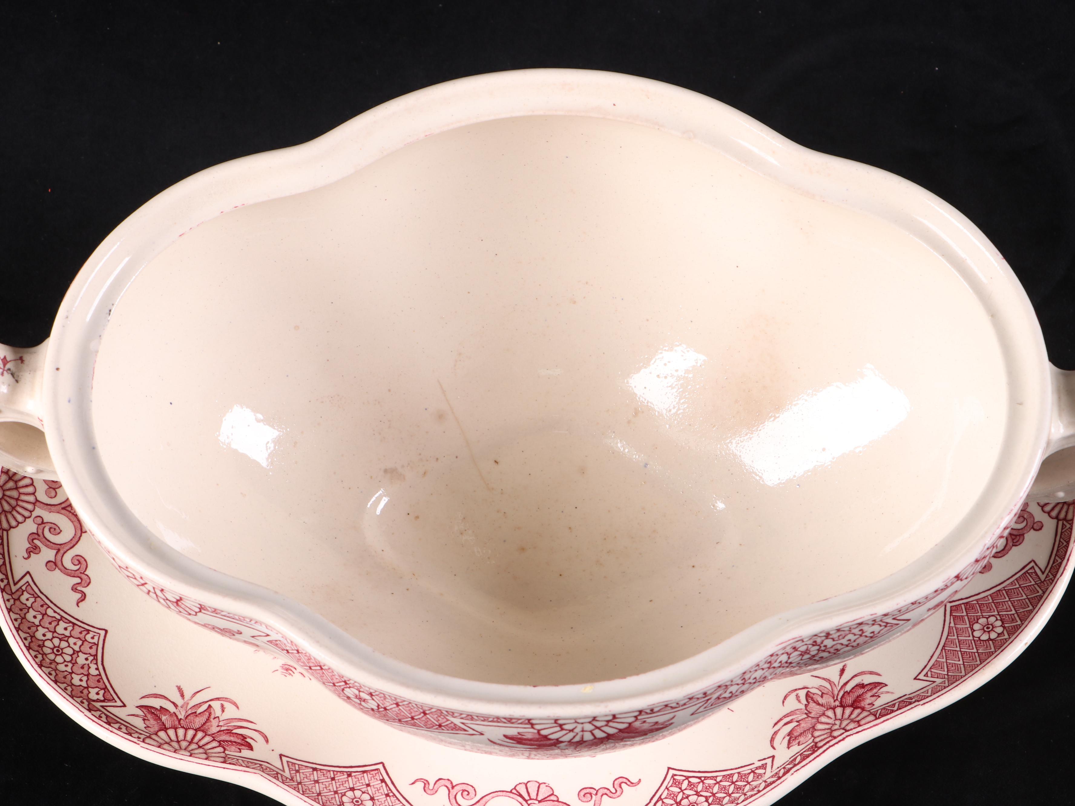 Furnivals "Formosa Brown" Ceramic Lidded Tureen with Underplate and Ladle, 1879