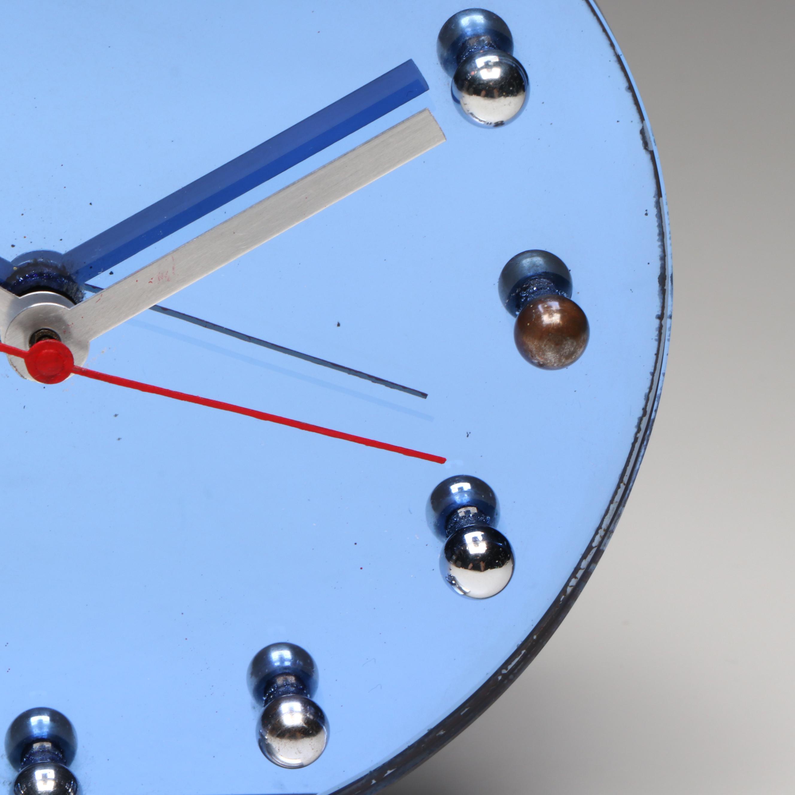 Gilbert Rohde for Herman Miller Blue Mirror Electric Alarm Clock