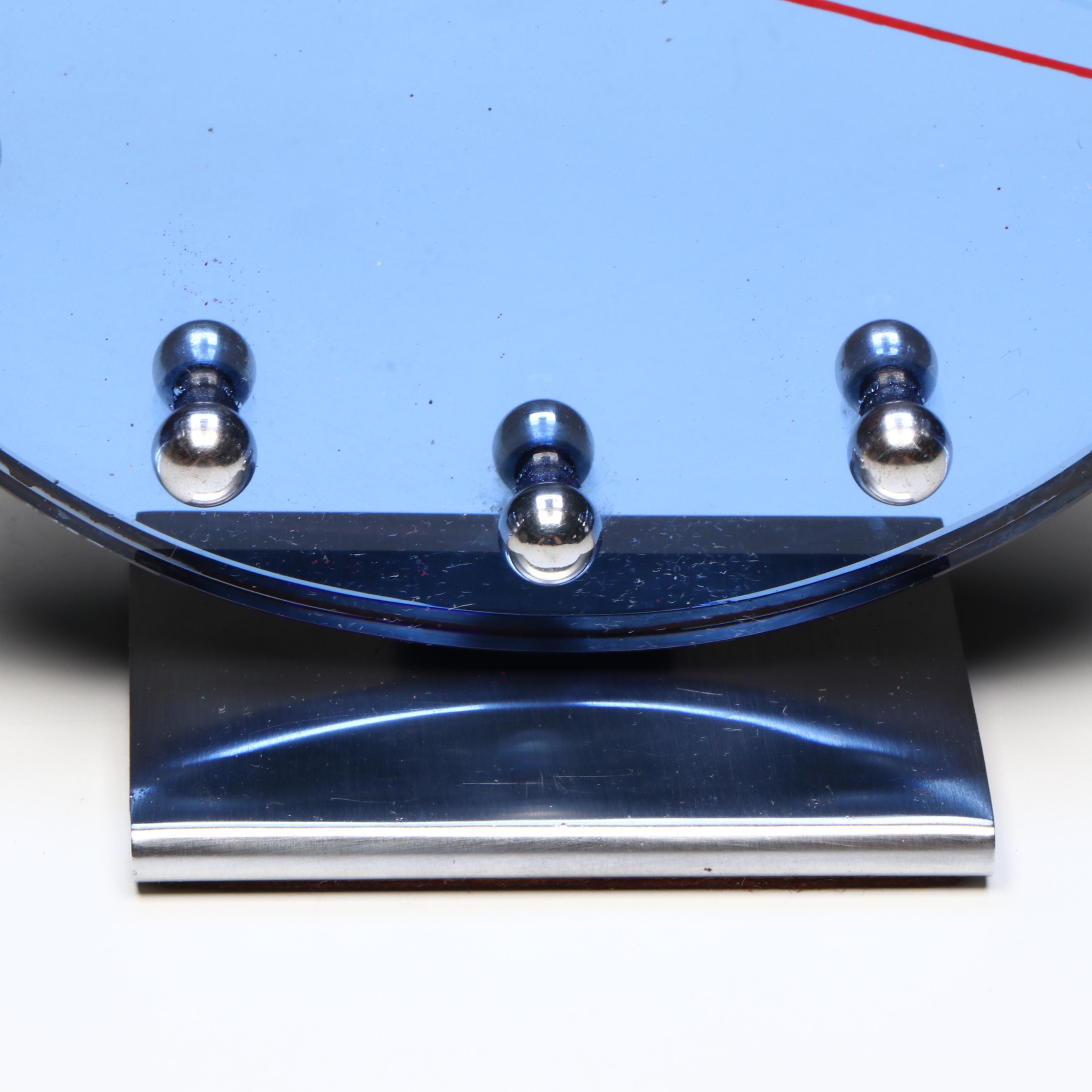 Gilbert Rohde for Herman Miller Blue Mirror Electric Alarm Clock