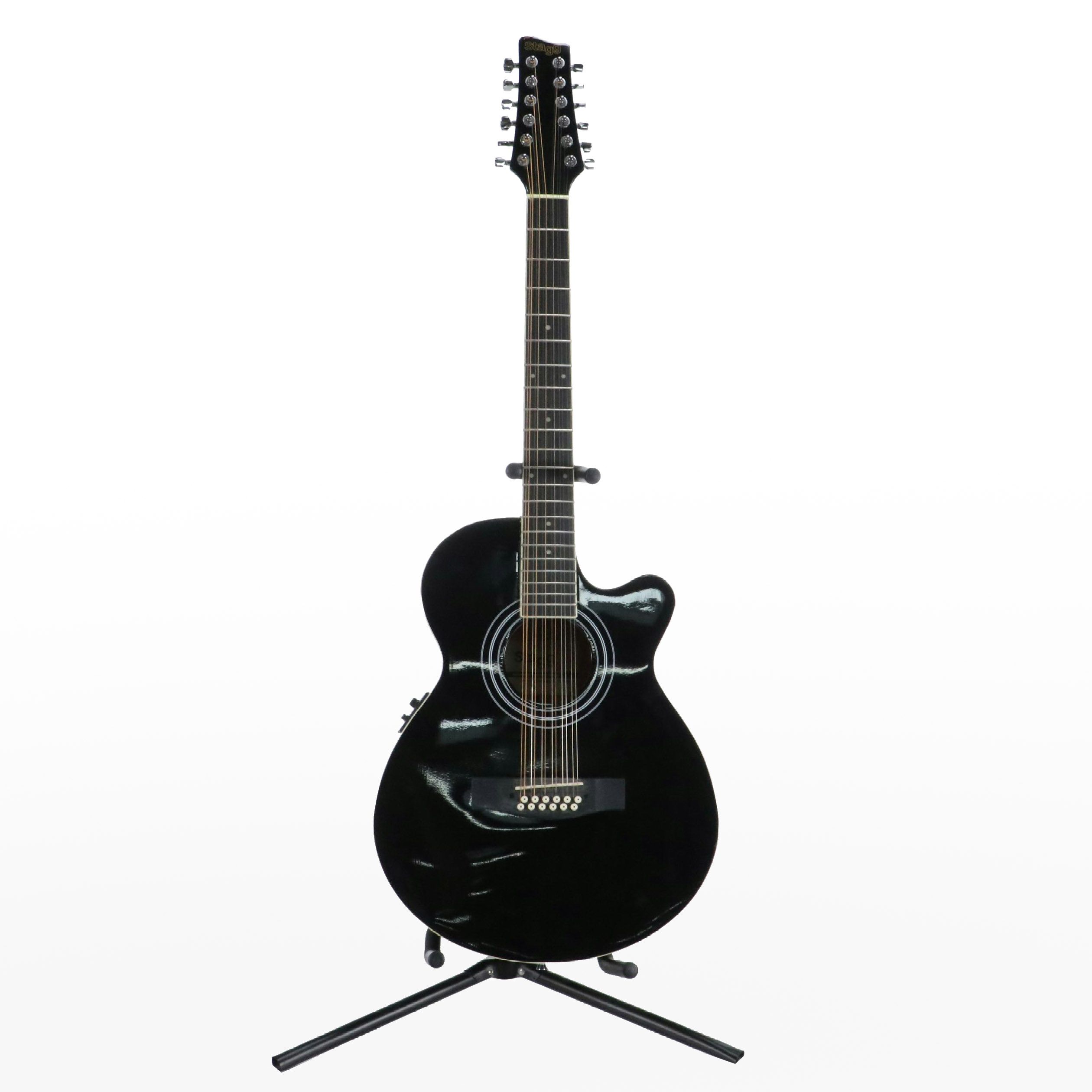 Stag Mini-Jumbo 12-String Single Cutaway Concert Electric Acoustic Guitar