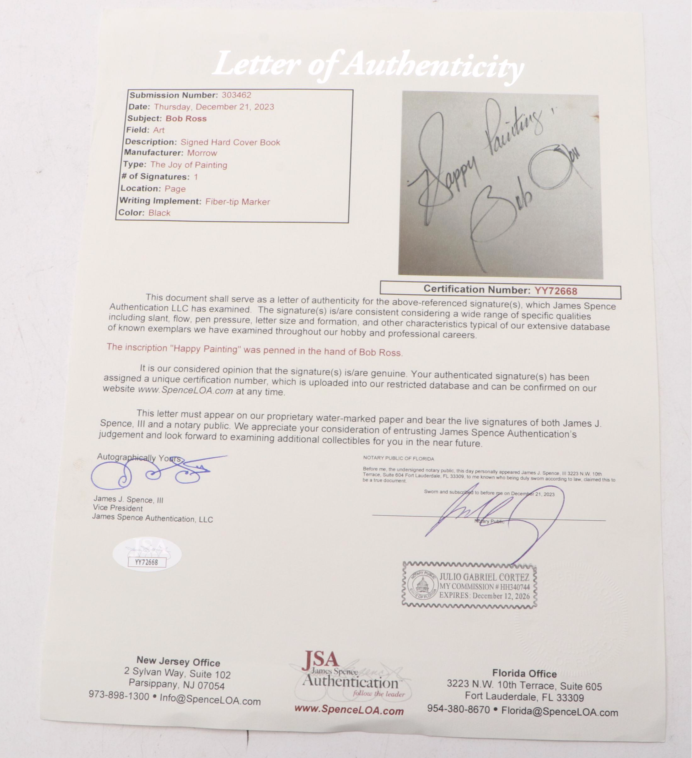 Bob Ross Signed First Printing "The Best of The Joy of Painting" Book, JSA