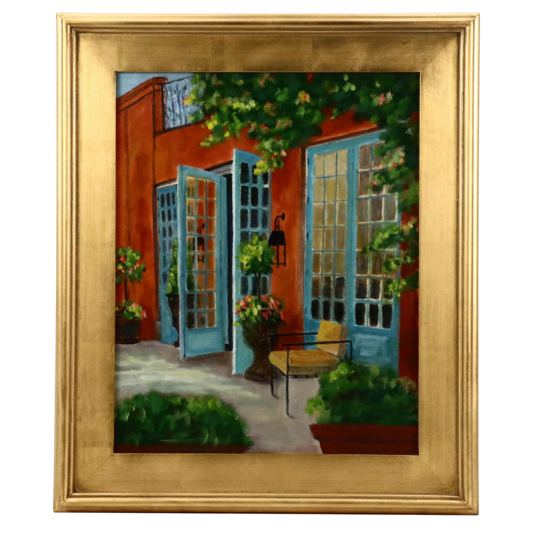 M. J. Conary Oil Painting of Tuscan Style Patio, Contemporary