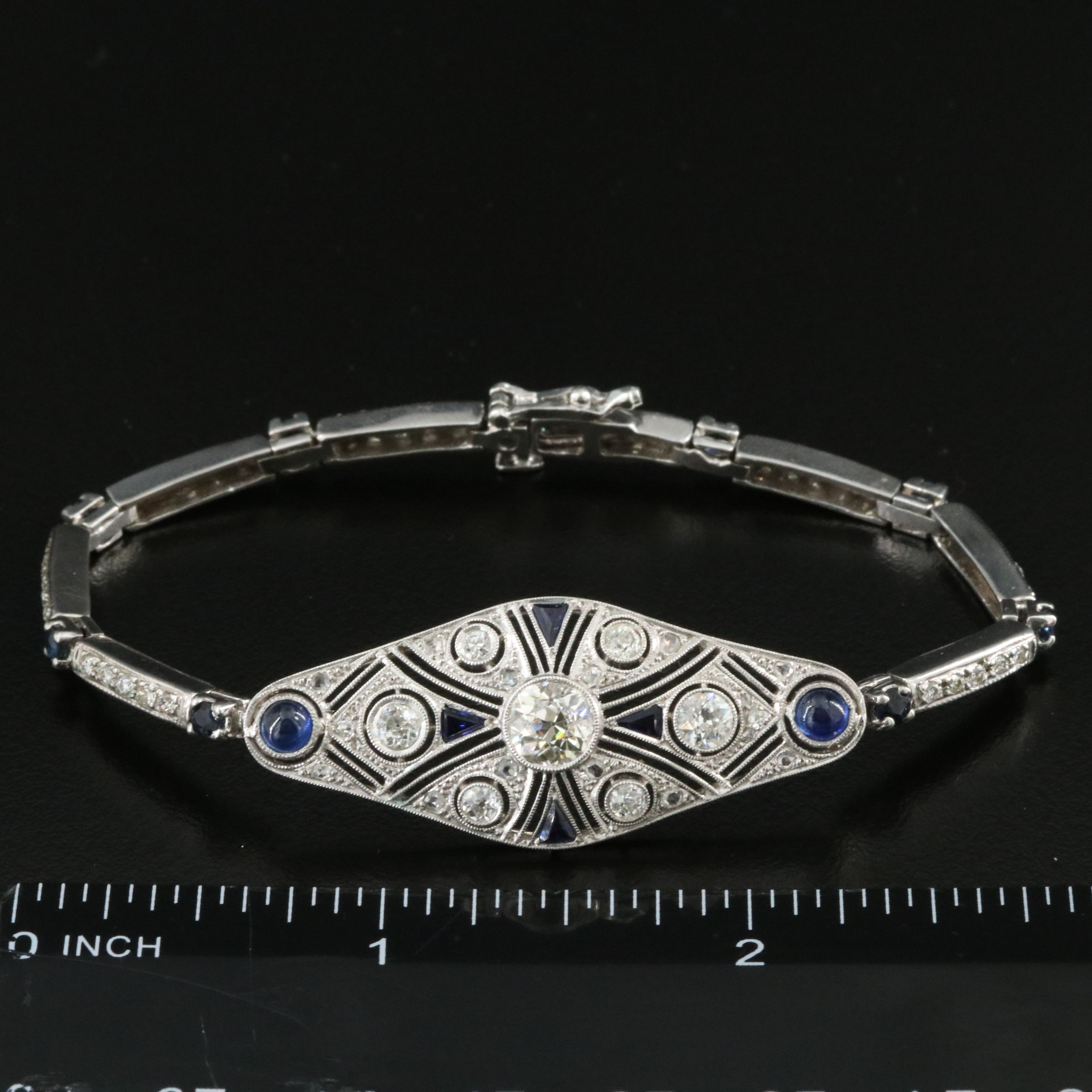 14K 2.44 CTW Diamond and Sapphire Bracelet with Platinum Top