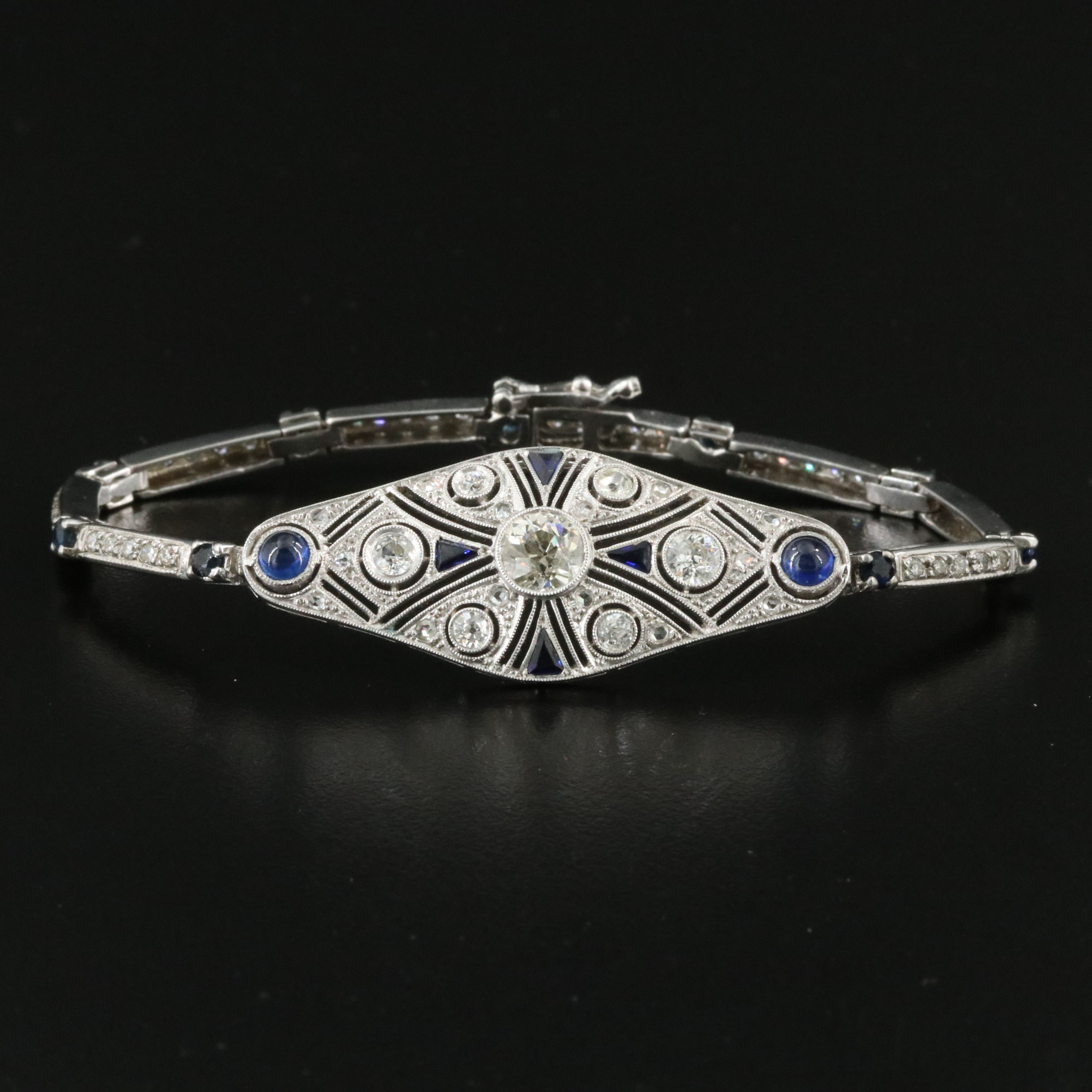 14K 2.44 CTW Diamond and Sapphire Bracelet with Platinum Top