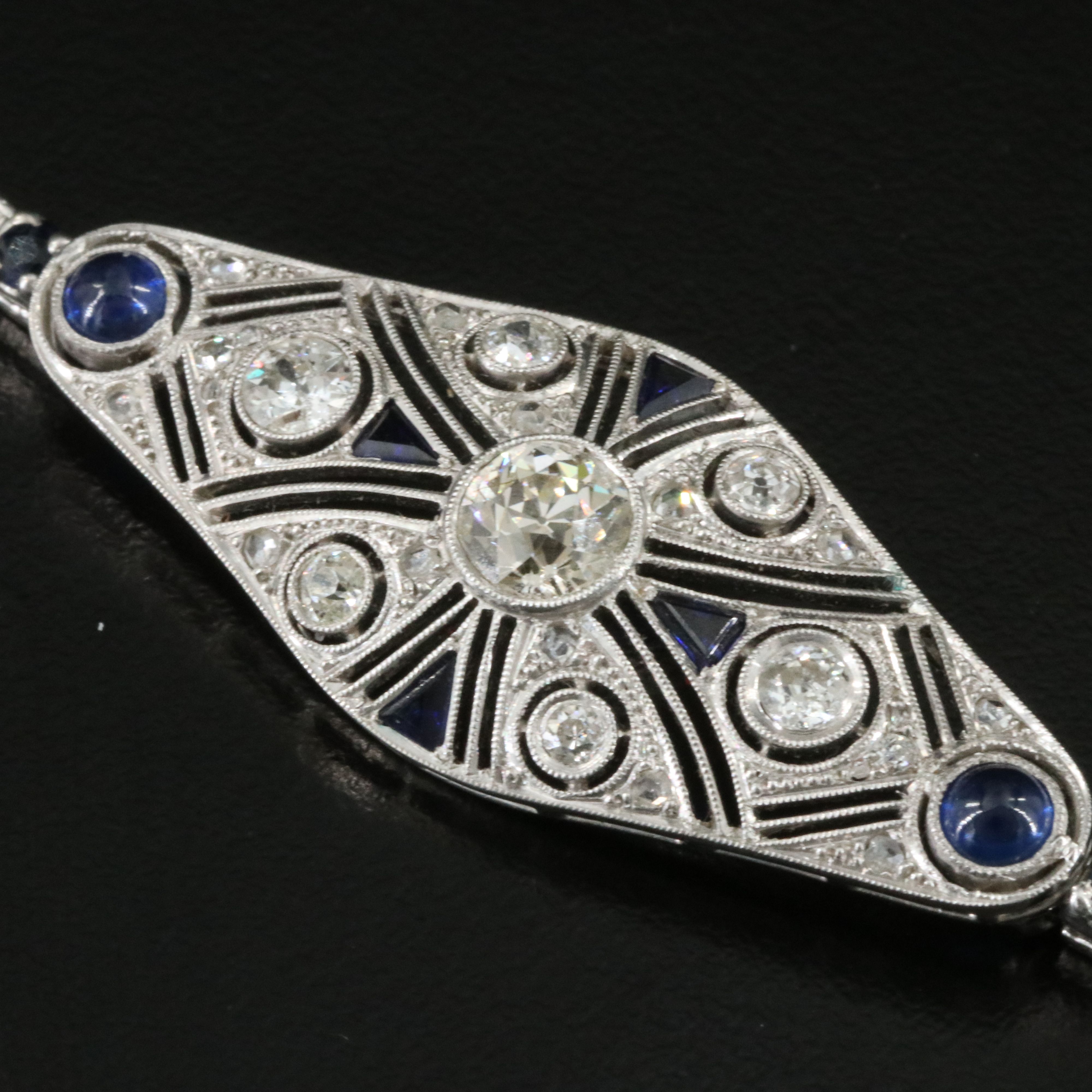 14K 2.44 CTW Diamond and Sapphire Bracelet with Platinum Top