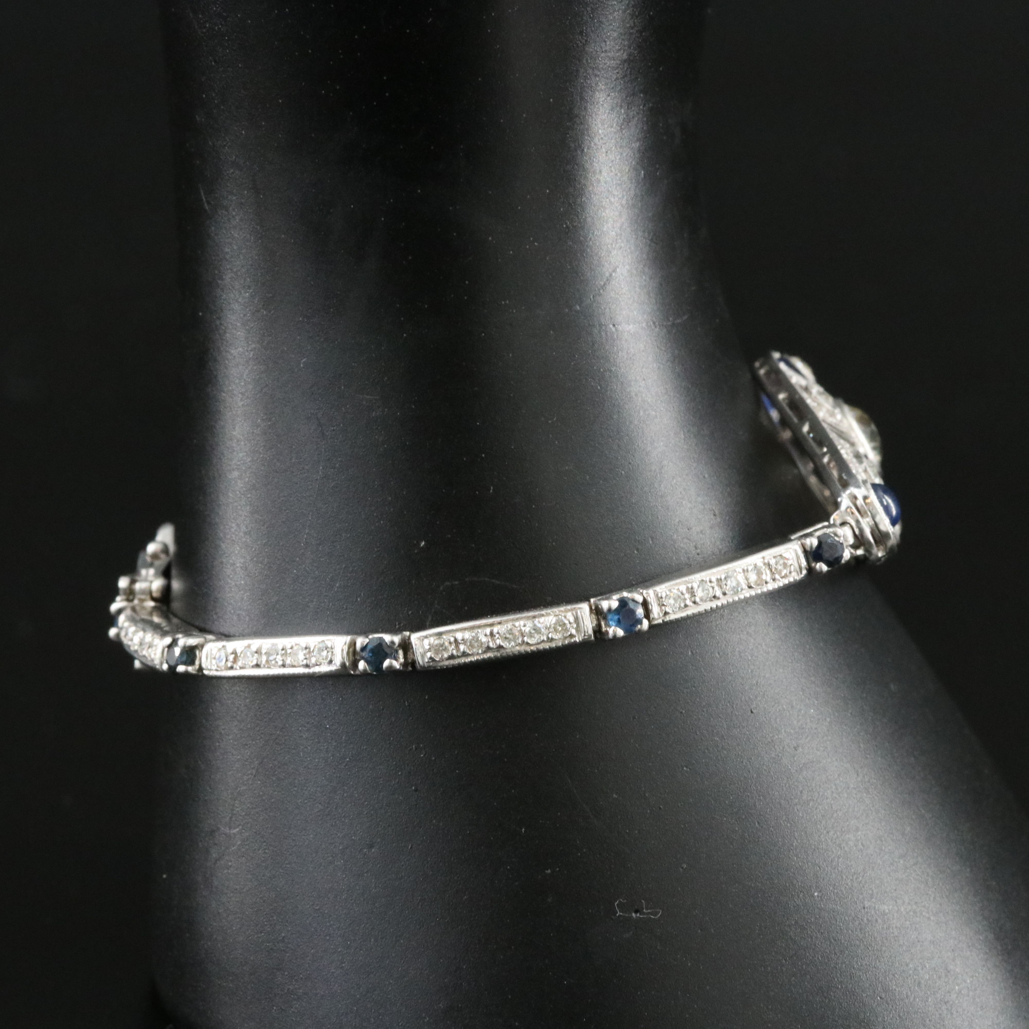 14K 2.44 CTW Diamond and Sapphire Bracelet with Platinum Top