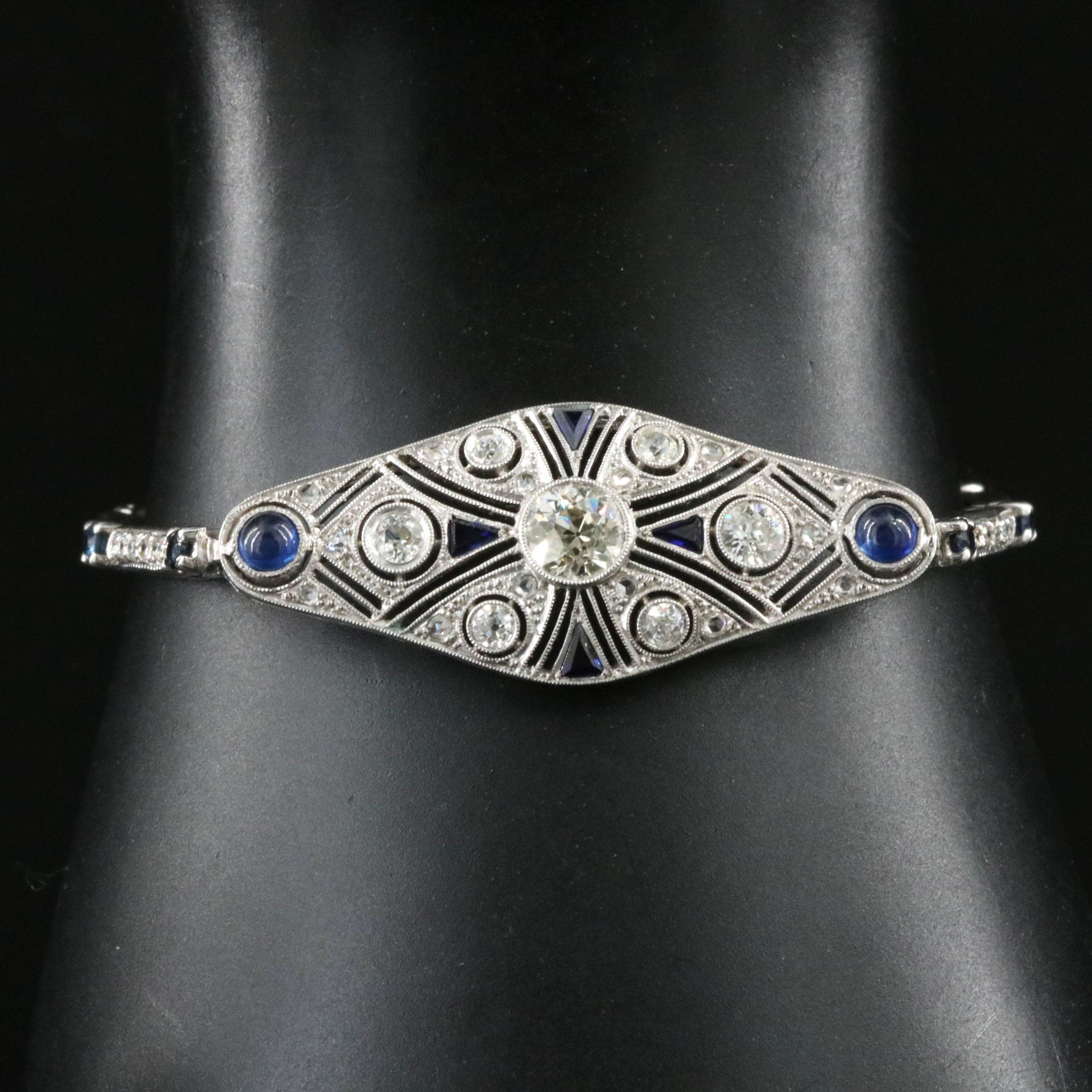 14K 2.44 CTW Diamond and Sapphire Bracelet with Platinum Top