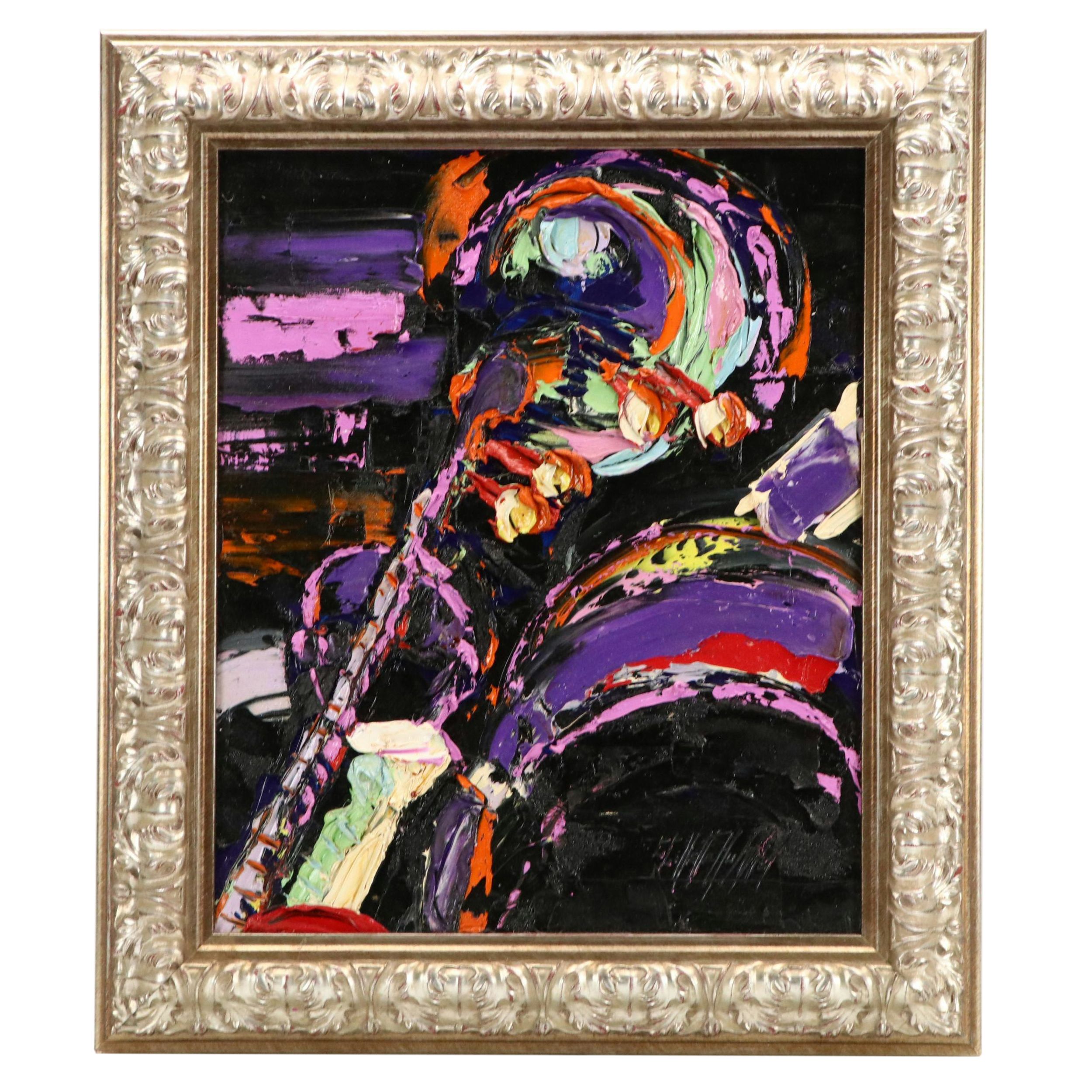 Gayle Gillette Hummel Impasto Oil Painting of Clarinet Player