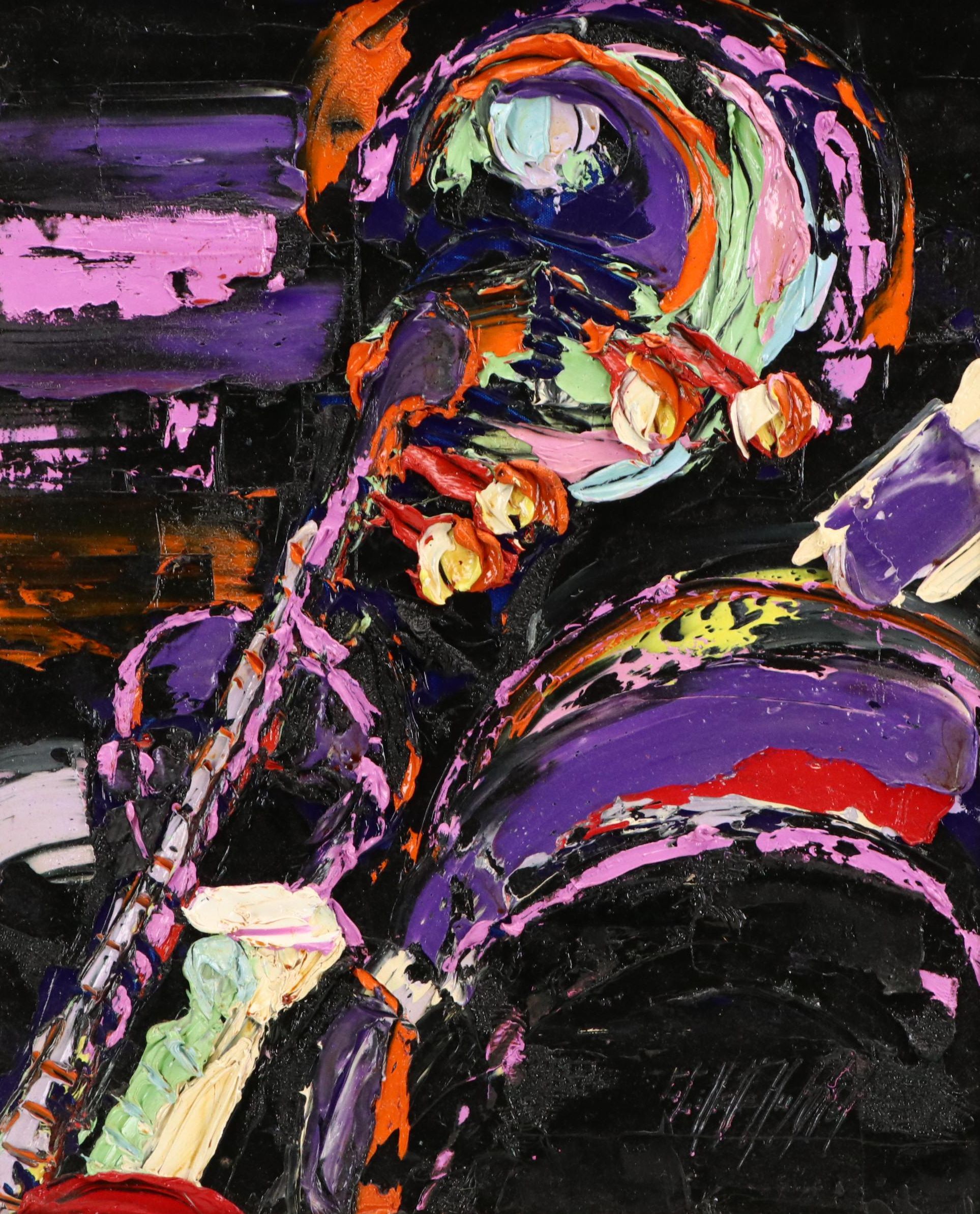 Gayle Gillette Hummel Impasto Oil Painting of Clarinet Player