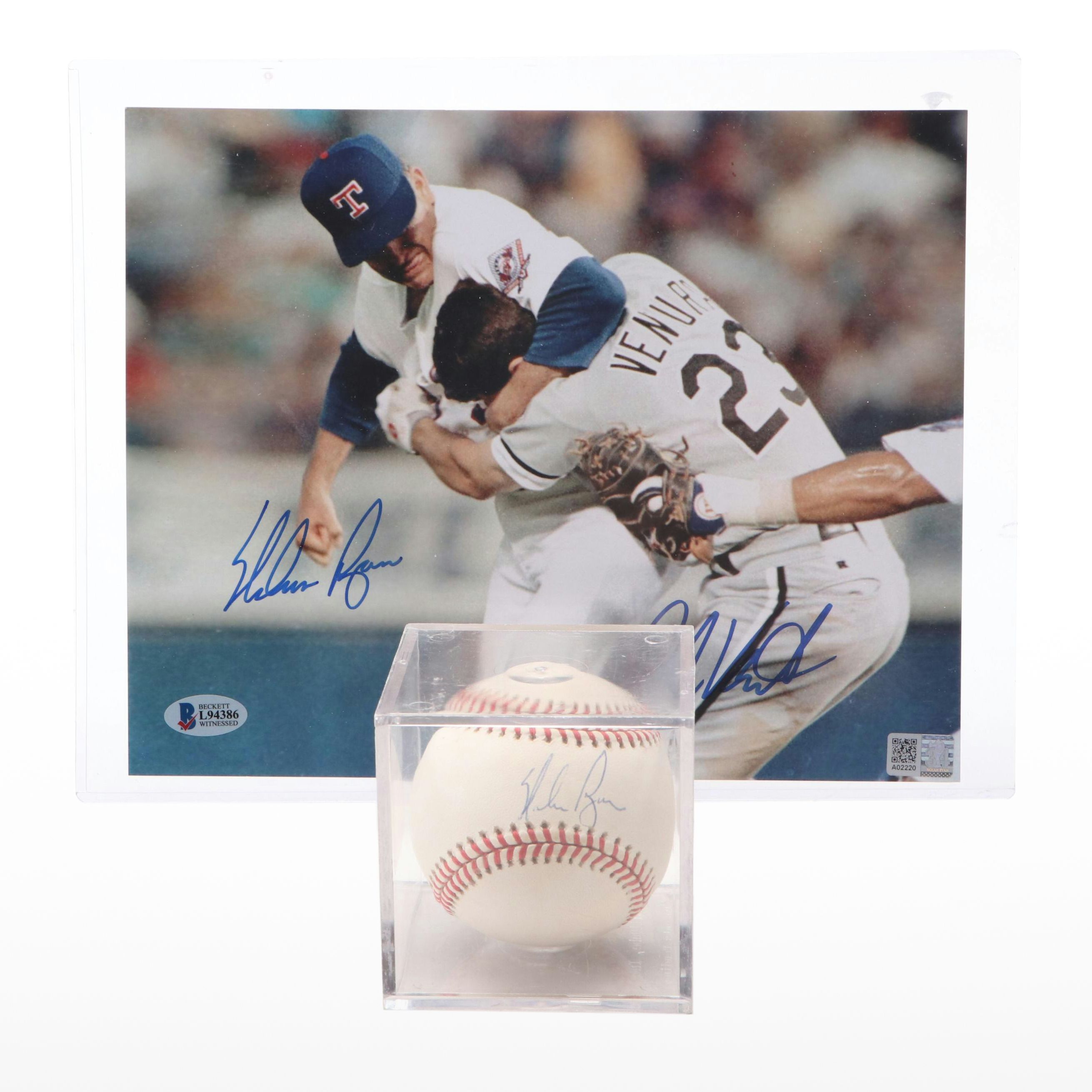 Nolan Ryan and Robin Ventura Signed "Fight" Print with More