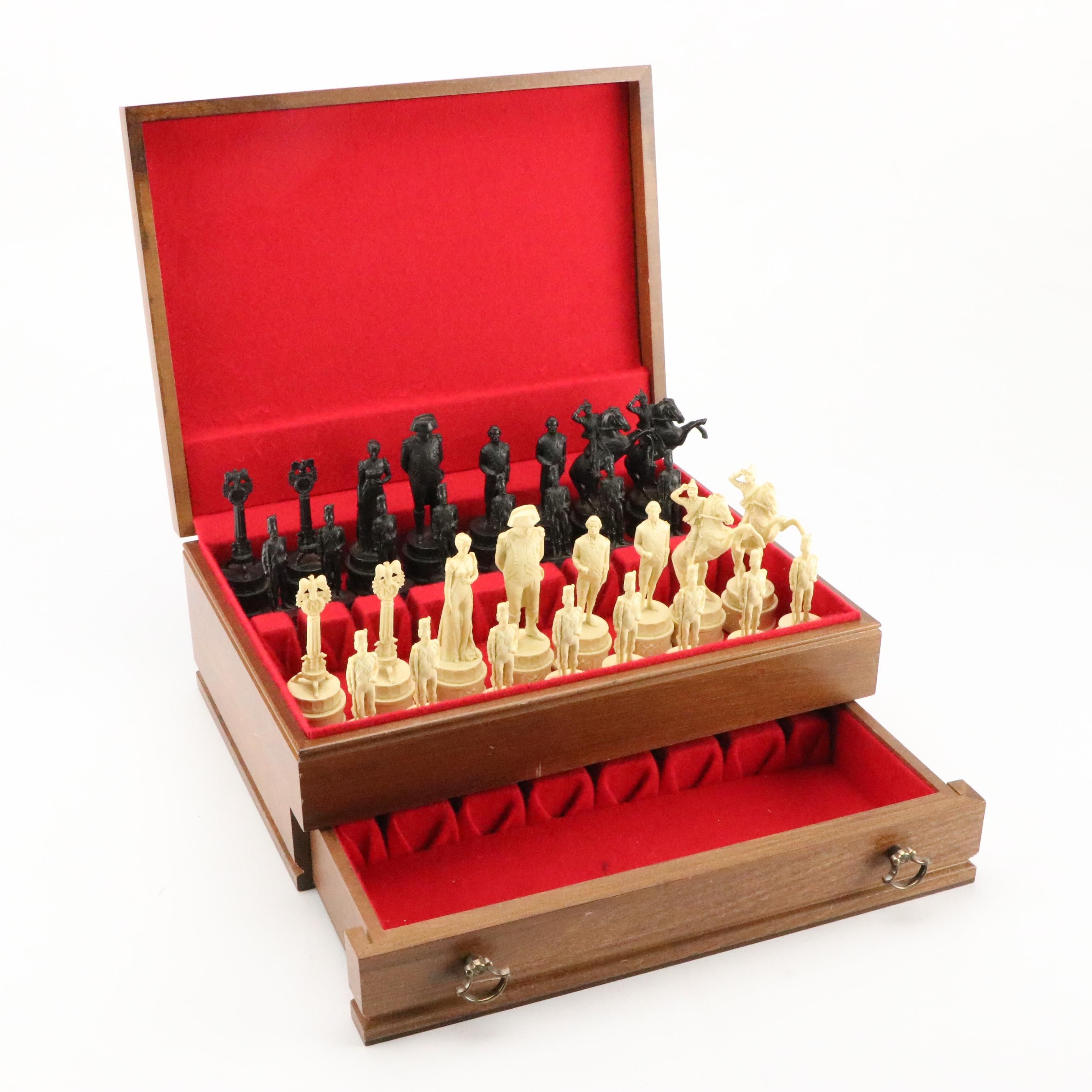 Napoleonic Figural Chess Set with Presentation Chest