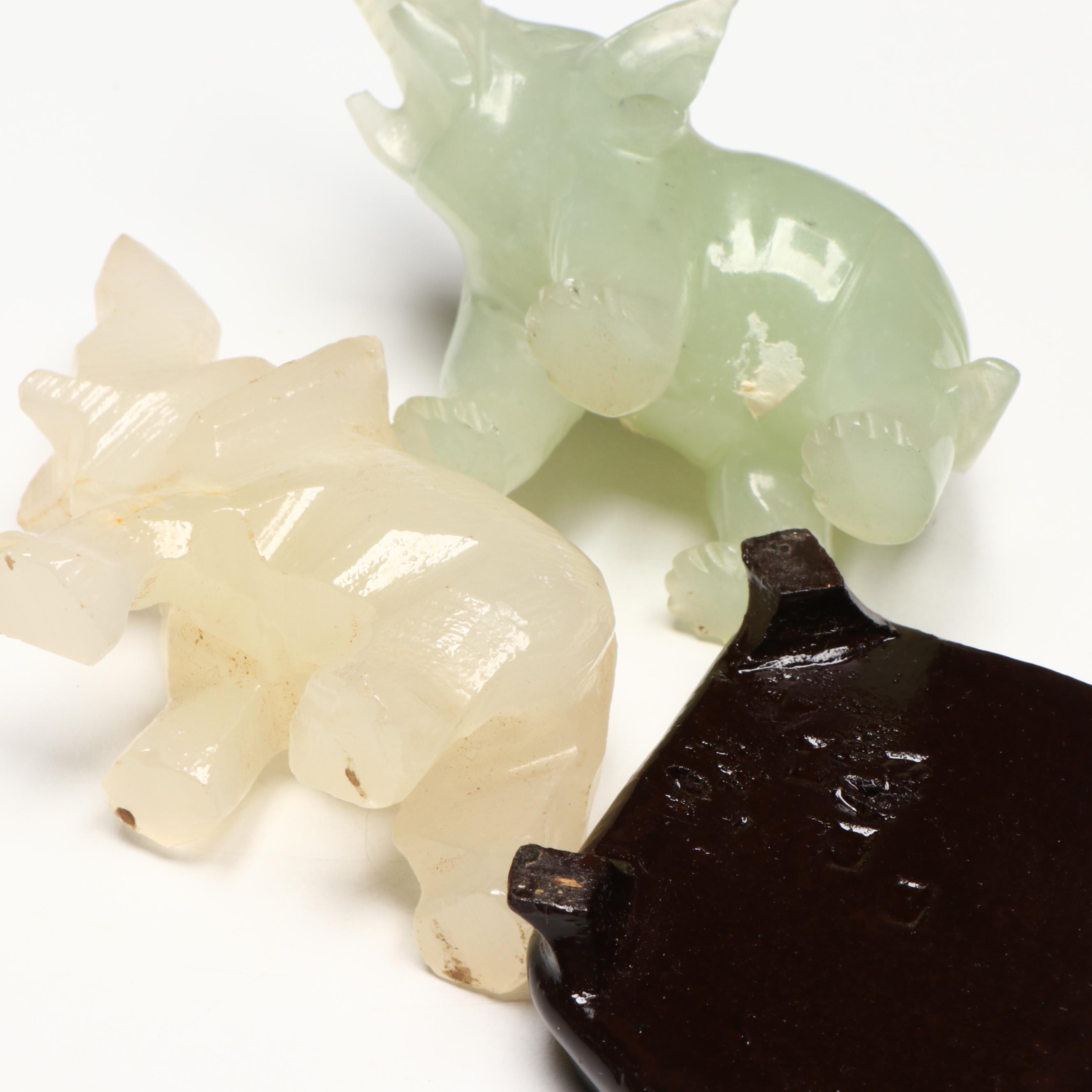 Edward Swoboda Bonsai Tree with Carved Stone Elephants and Seal