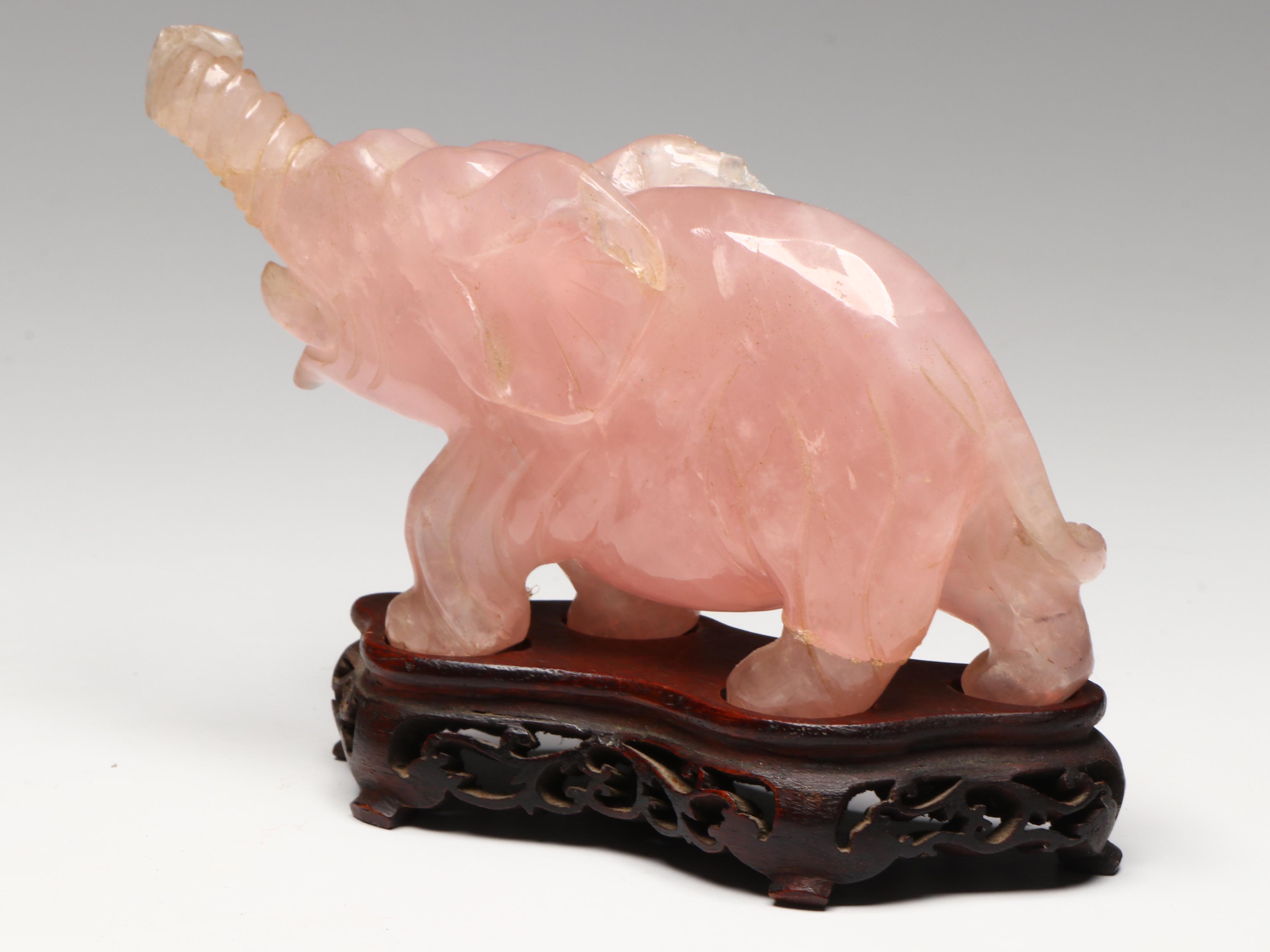 Edward Swoboda Bonsai Tree with Carved Stone Elephants and Seal