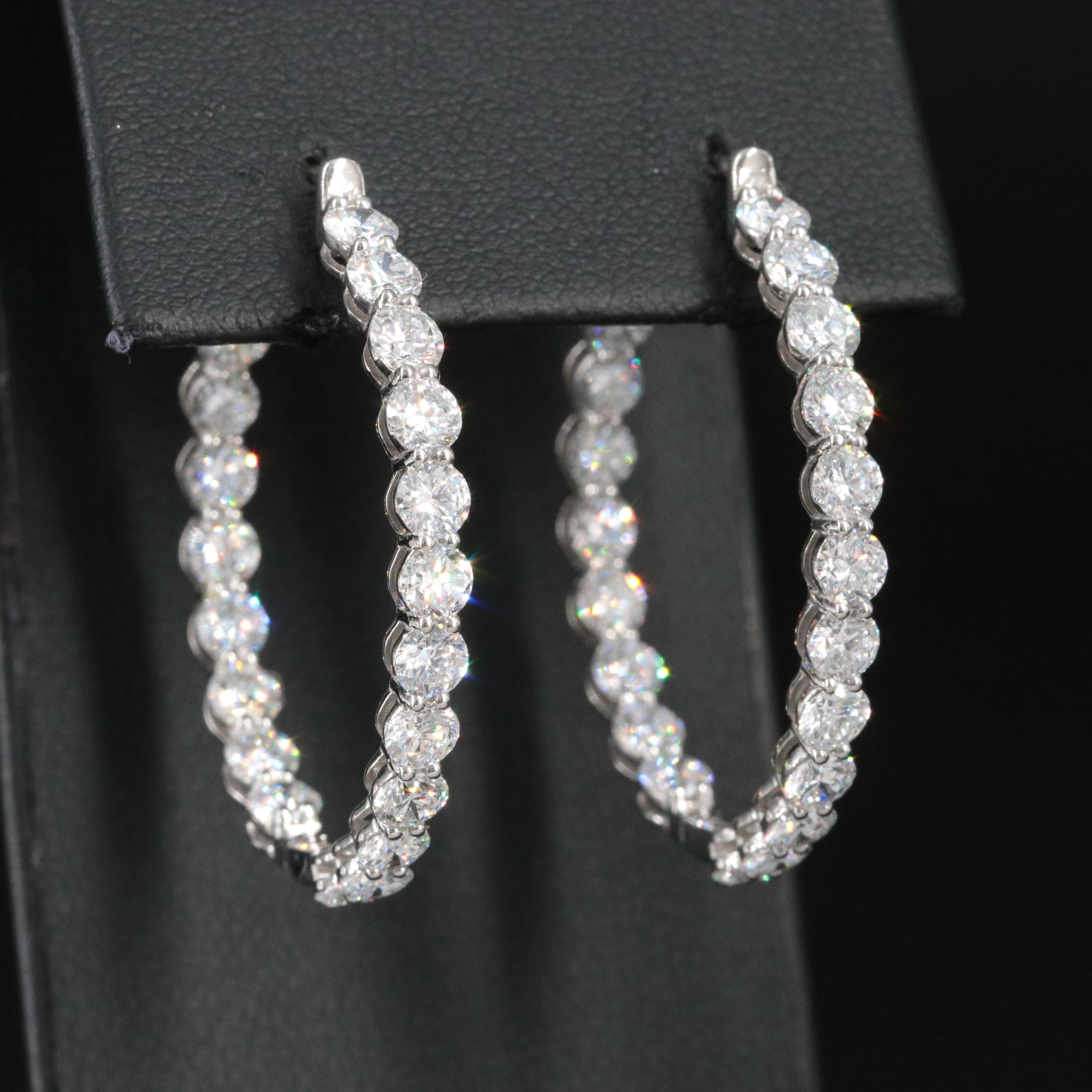 Platinum 7.65 CTW Lab Grown Diamond Inside Out Hoop Earrings