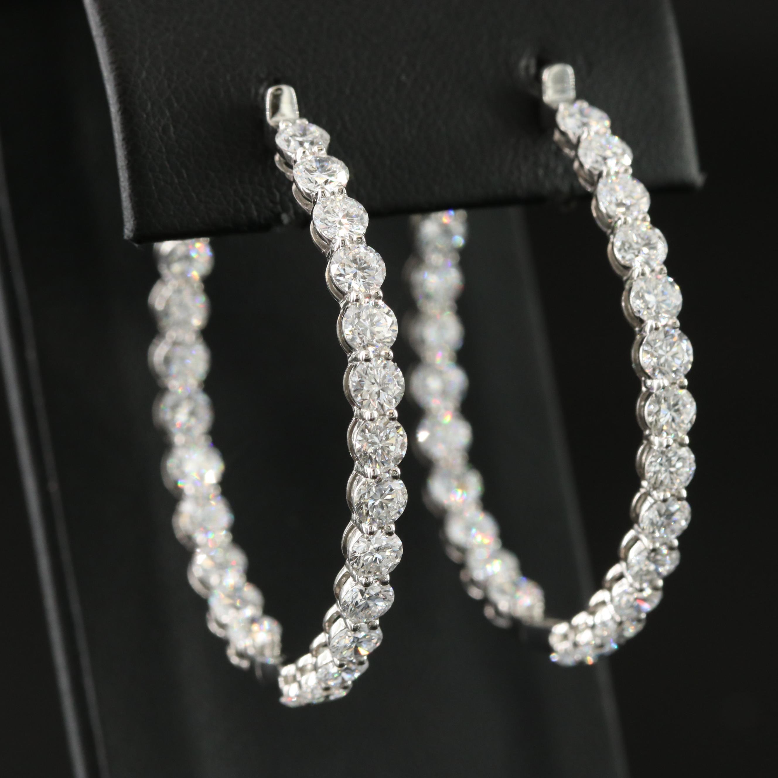 Platinum 9.06 CT Lab Grown Diamond Inside Out Hoop Earrings