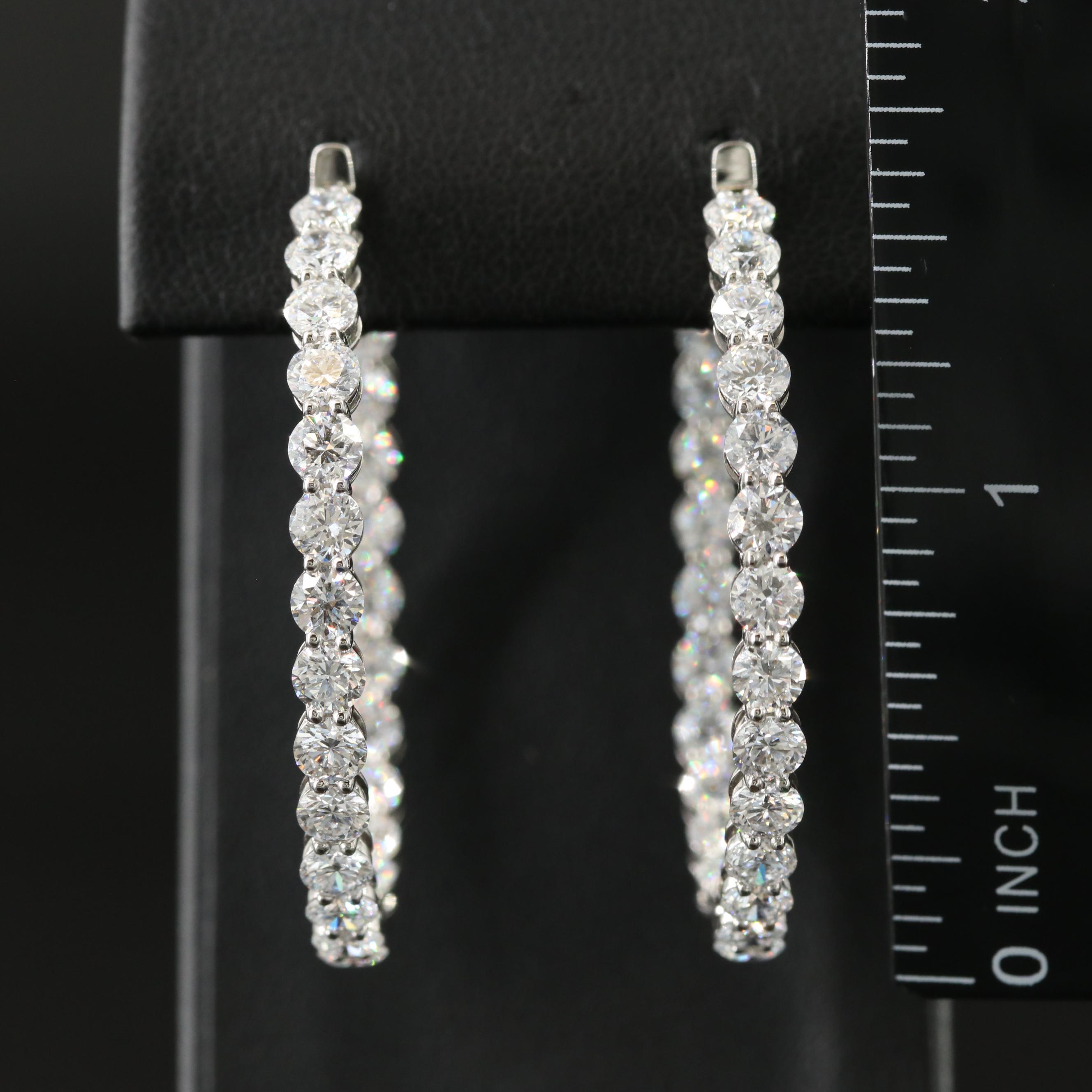 Platinum 9.06 CT Lab Grown Diamond Inside Out Hoop Earrings
