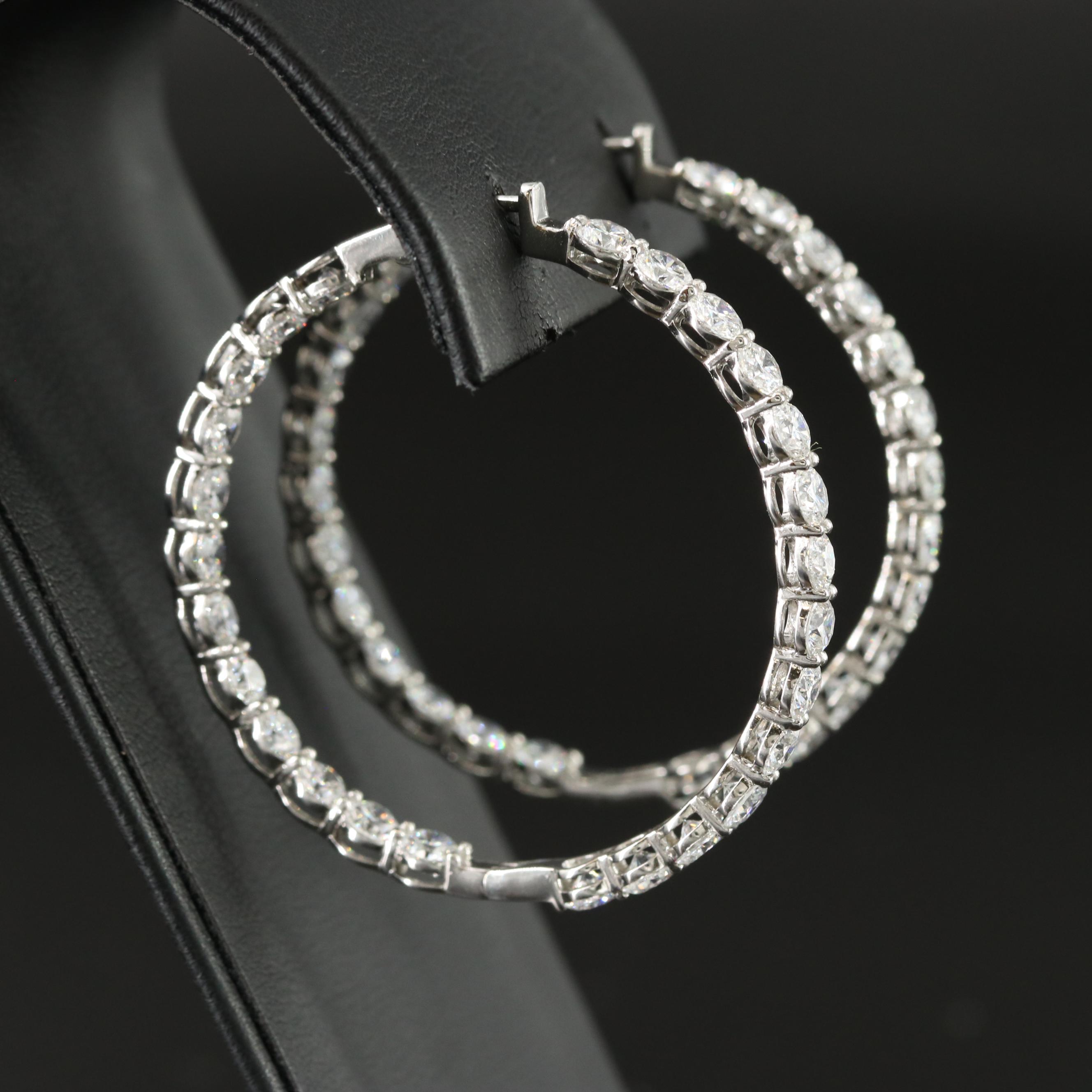 Platinum 9.06 CT Lab Grown Diamond Inside Out Hoop Earrings