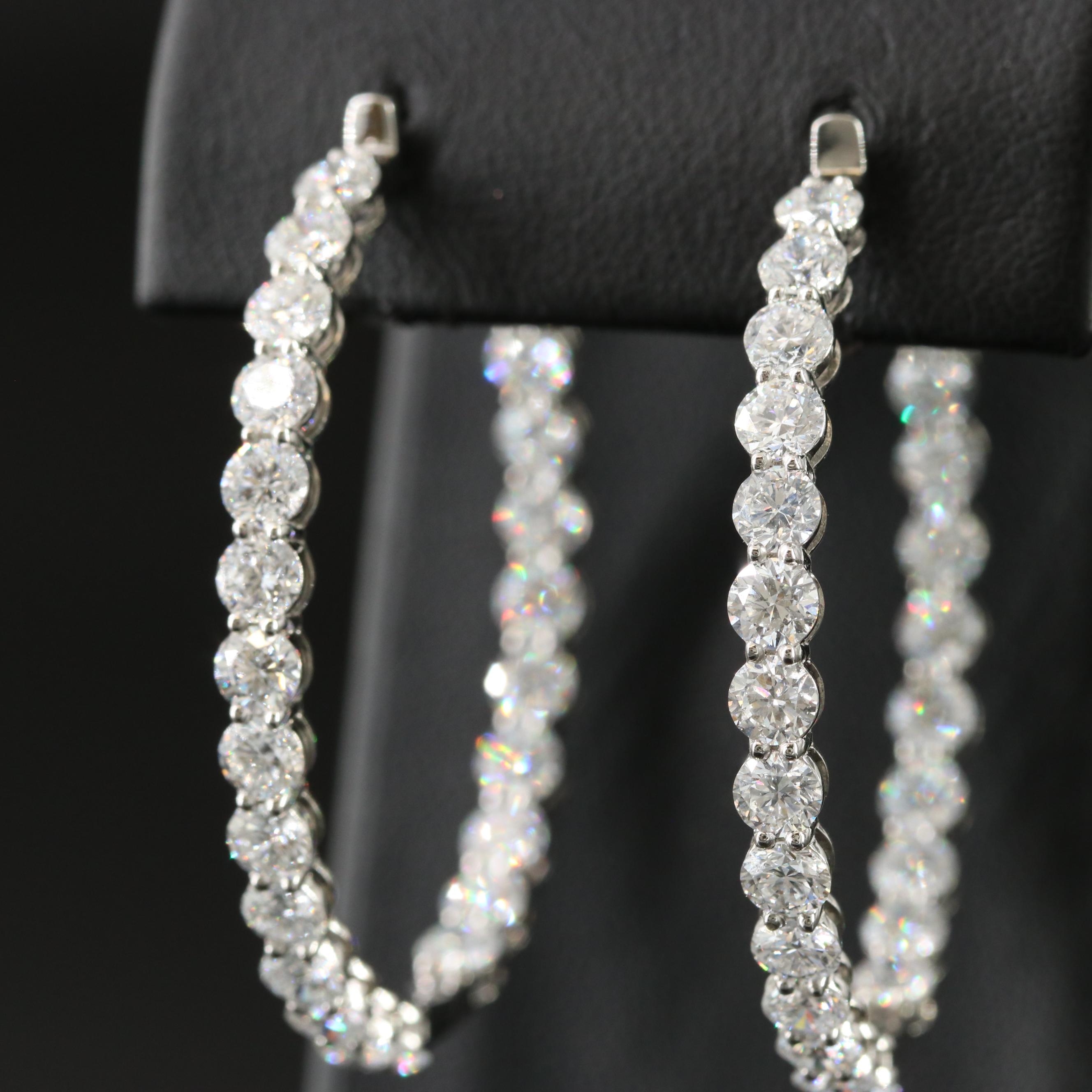 Platinum 9.06 CT Lab Grown Diamond Inside Out Hoop Earrings