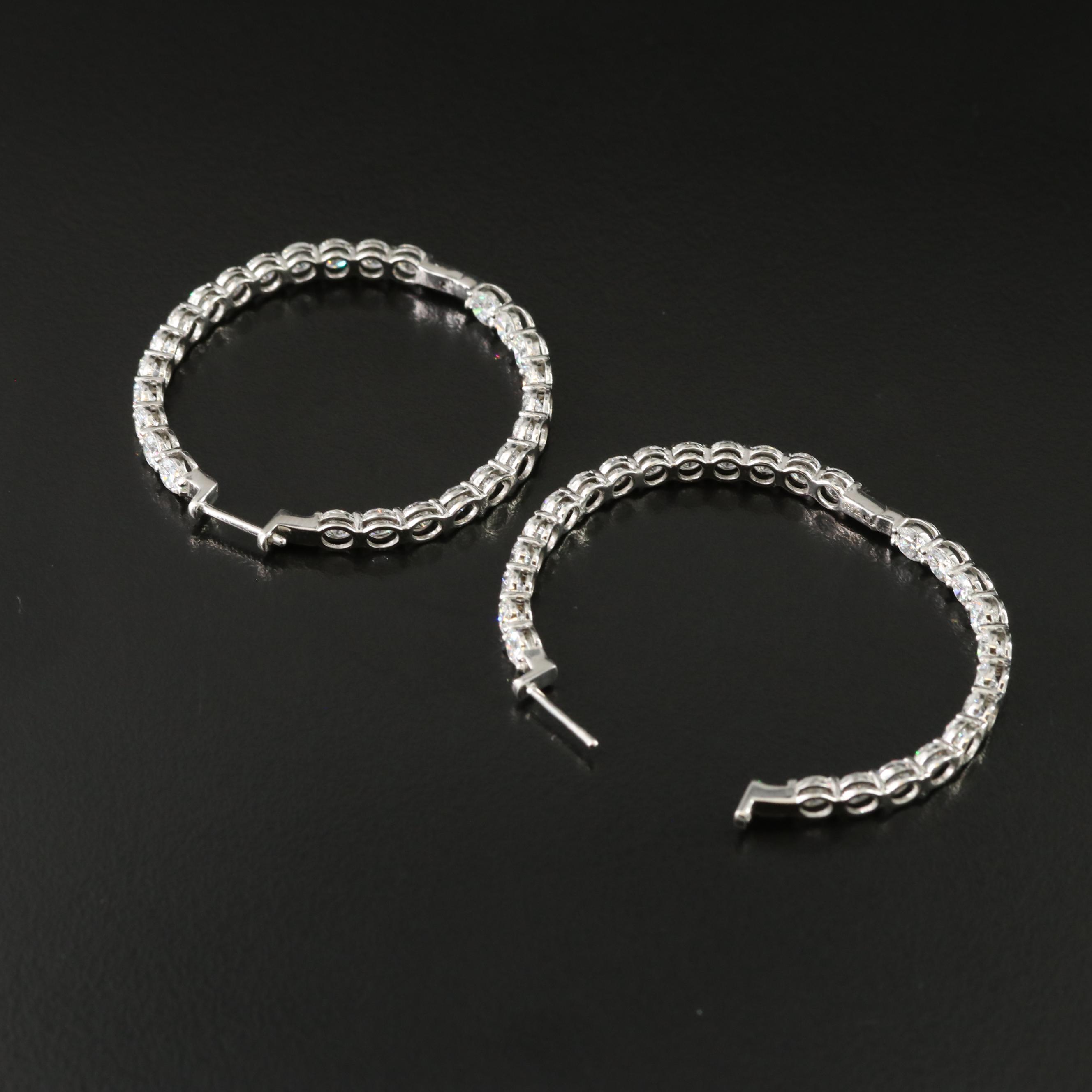 Platinum 9.06 CT Lab Grown Diamond Inside Out Hoop Earrings