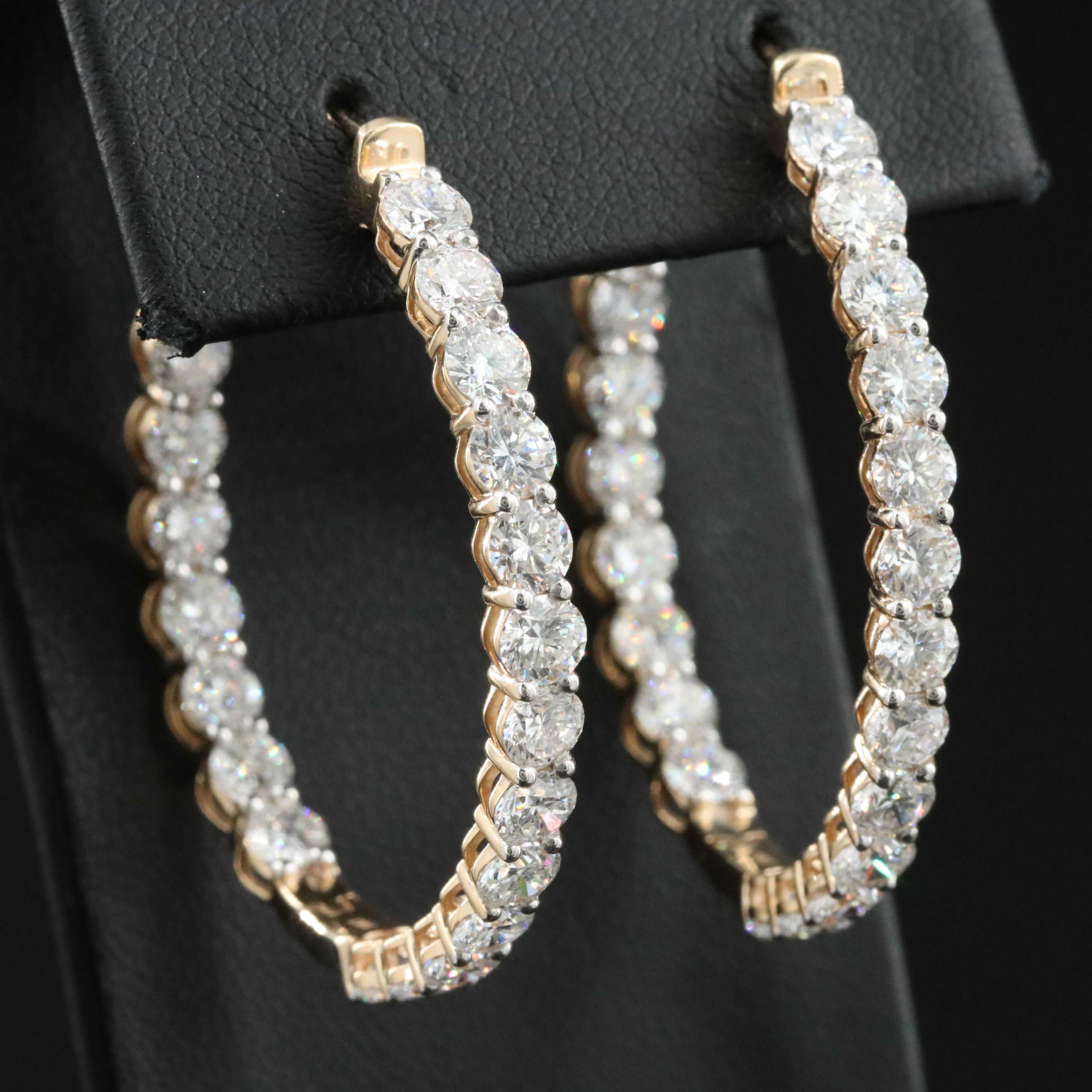 14K 10.03 CTW Lab Grown Diamond Inside Out Hoop Earrings