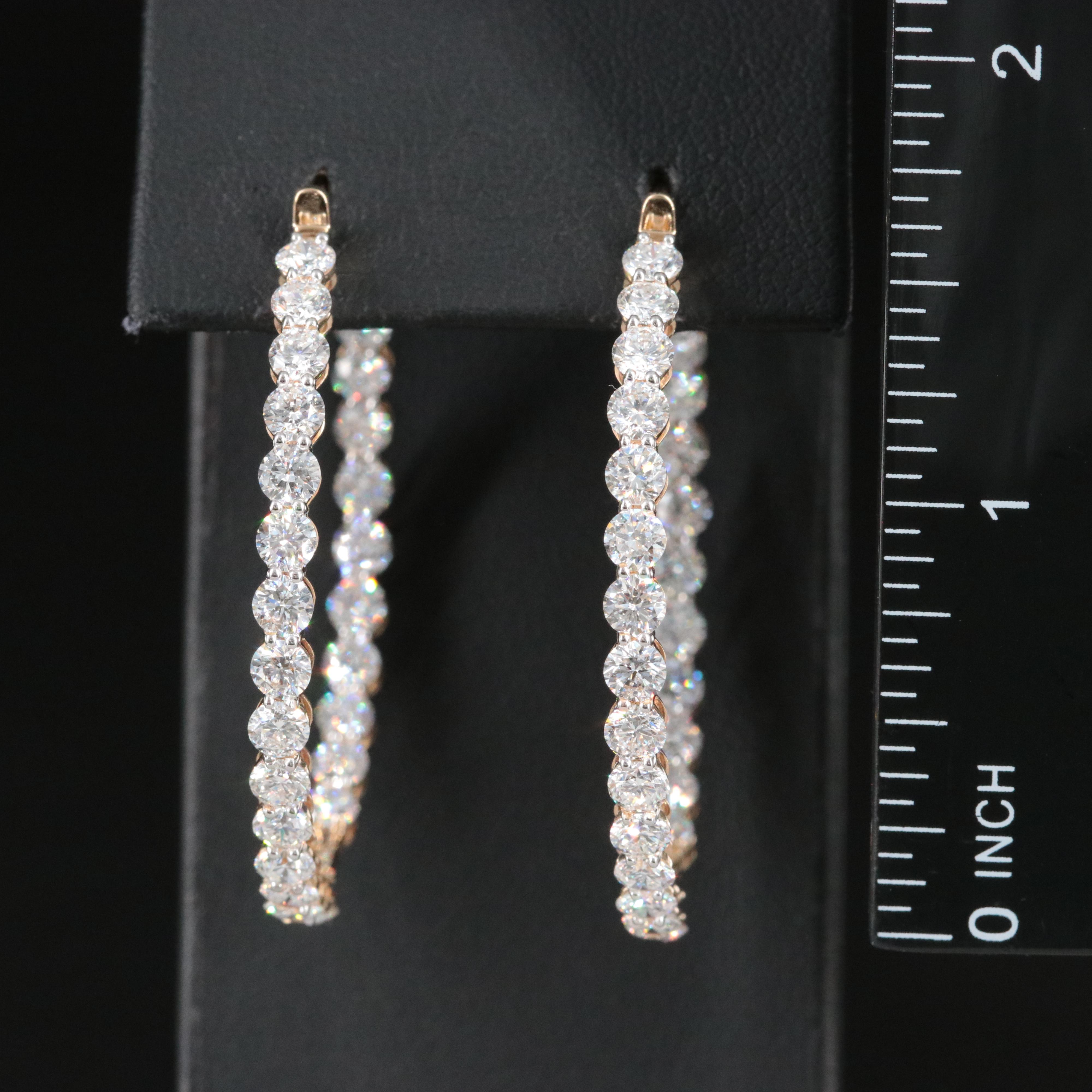 14K 10.03 CTW Lab Grown Diamond Inside Out Hoop Earrings