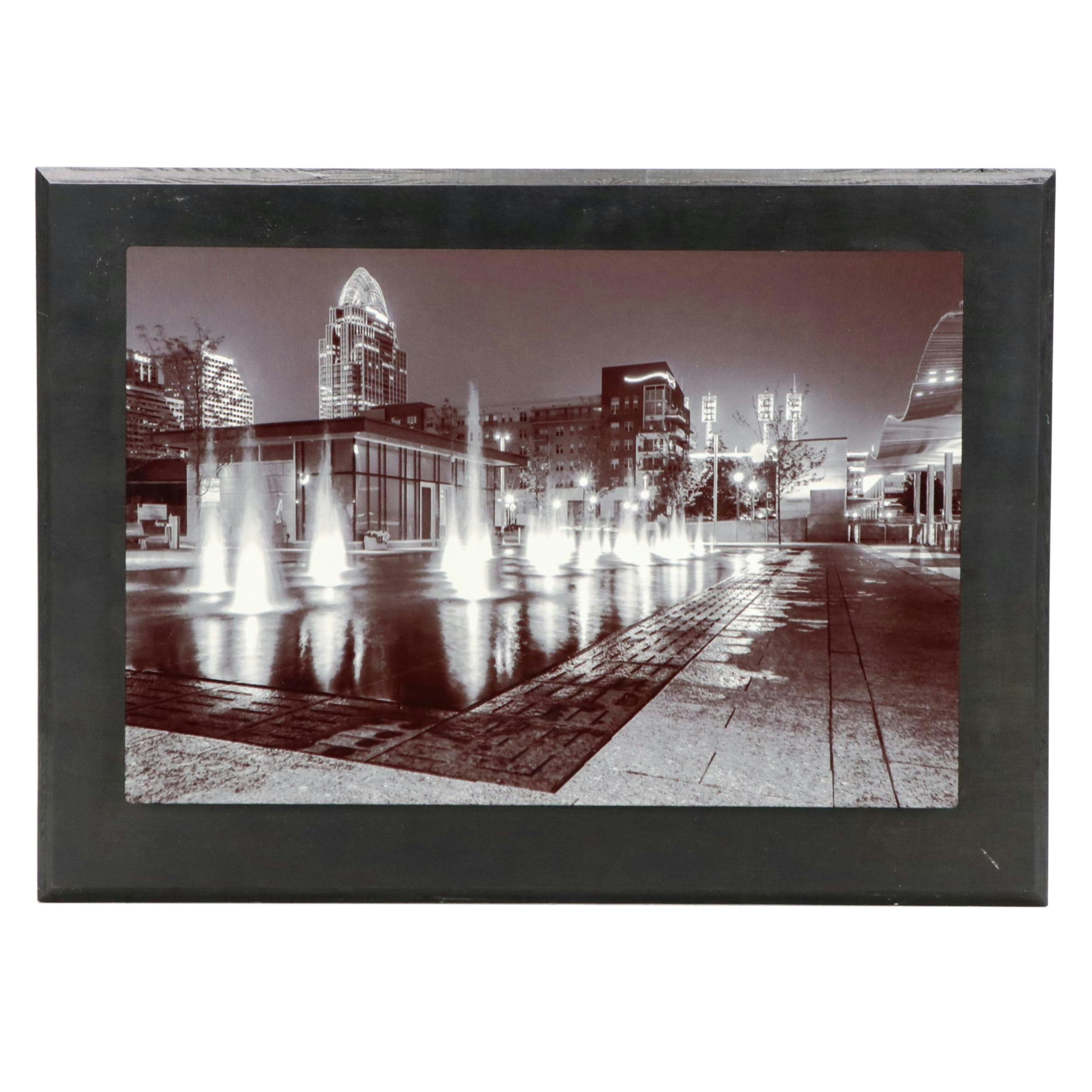 R. Hill Photograph on Metal of Cincinnati Park and S. Cole Ohio Wall Sculpture