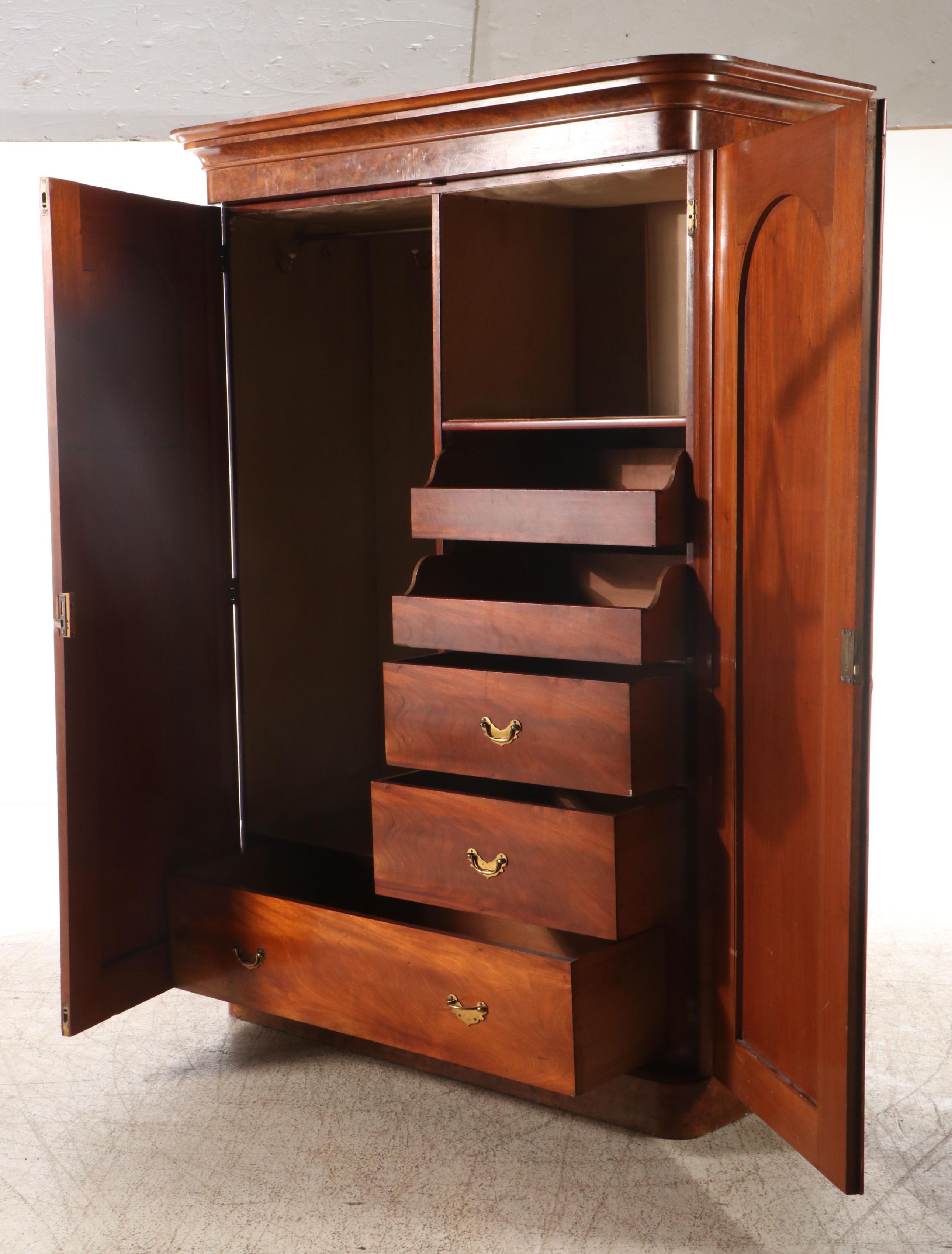 Georgian Style Burl Wood Armoire, Early 20th Century