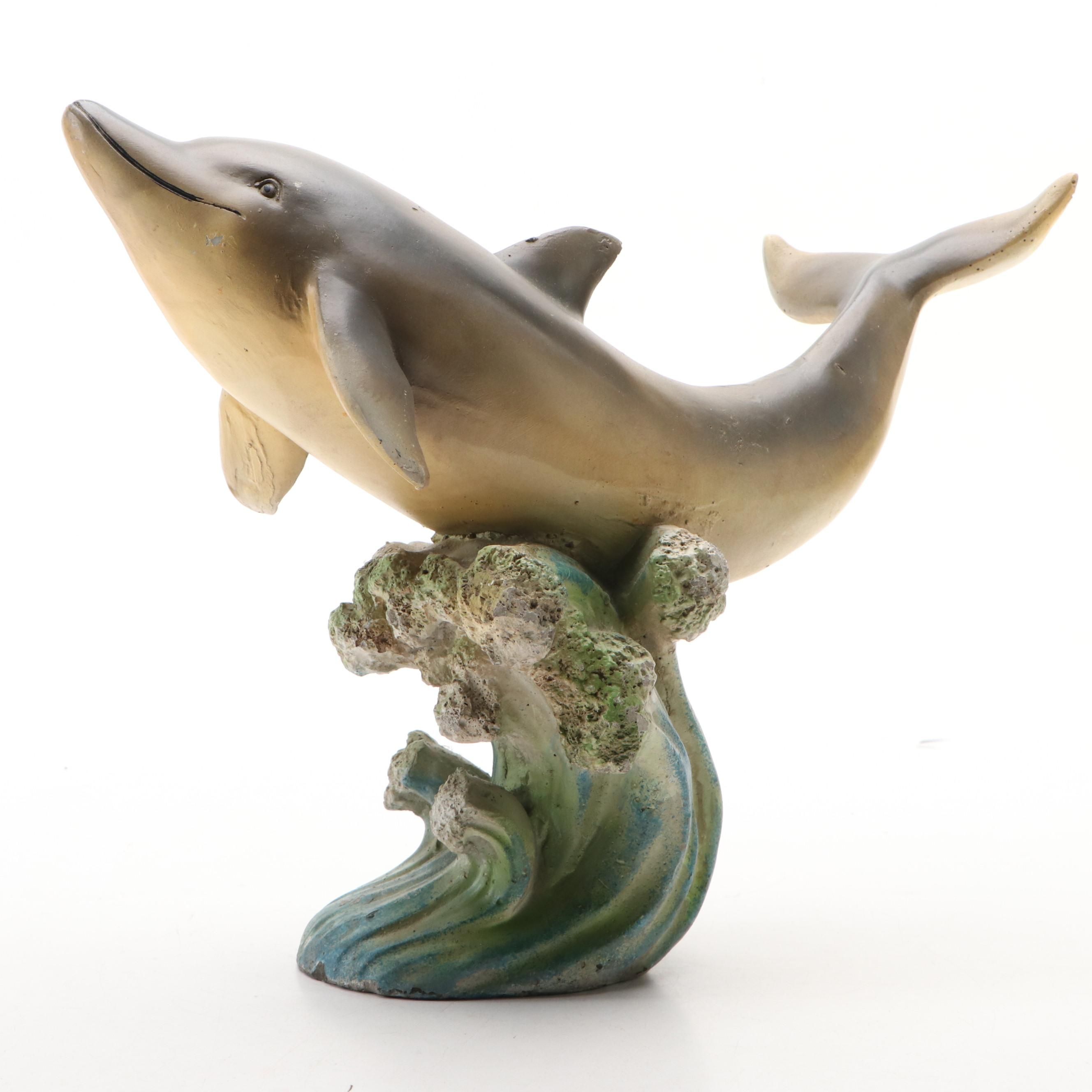 Resin Dolphin on Wave Figurine