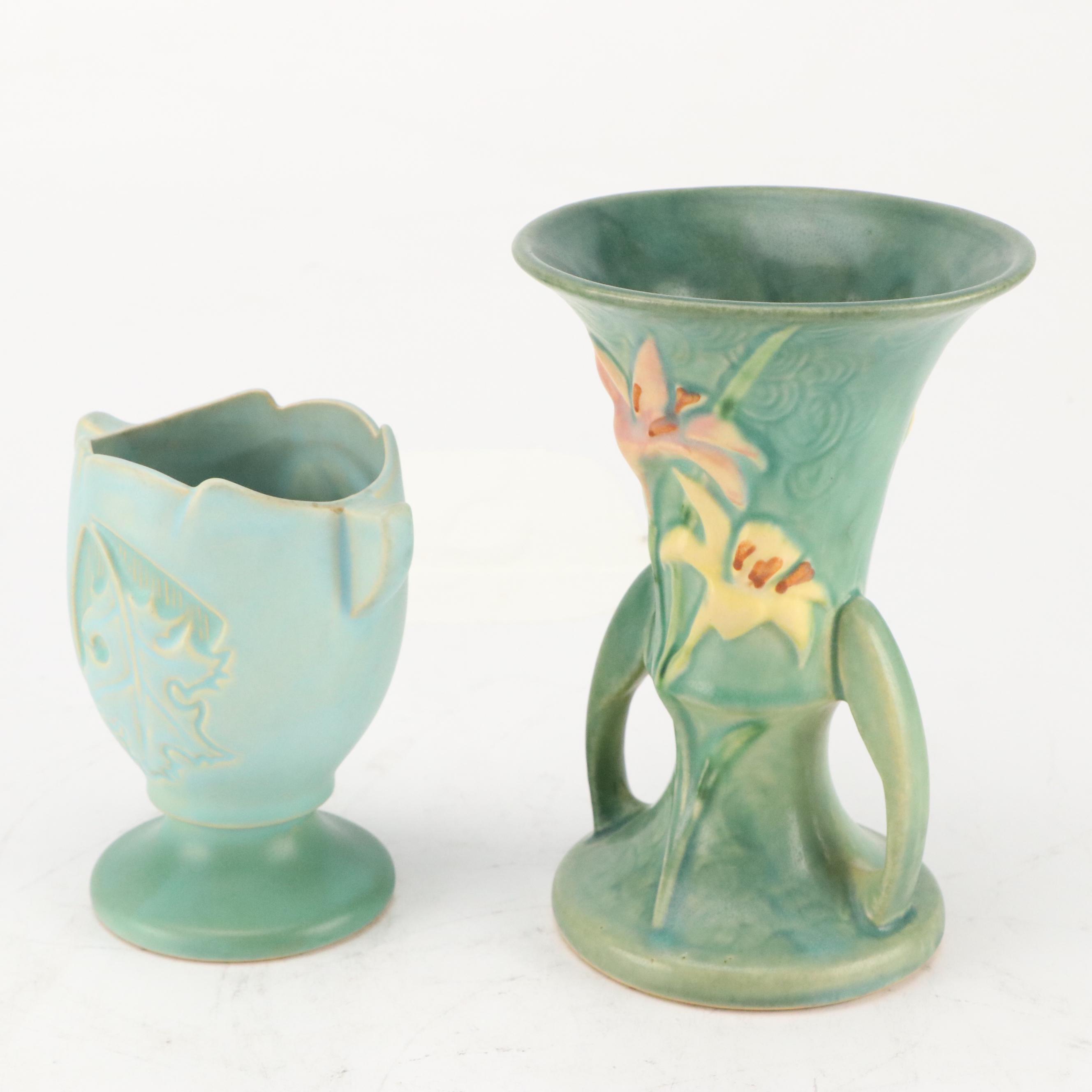 Roseville Pottery "Primrose," "Zephyr Lily," "Snowberry," & Silhouette Vases