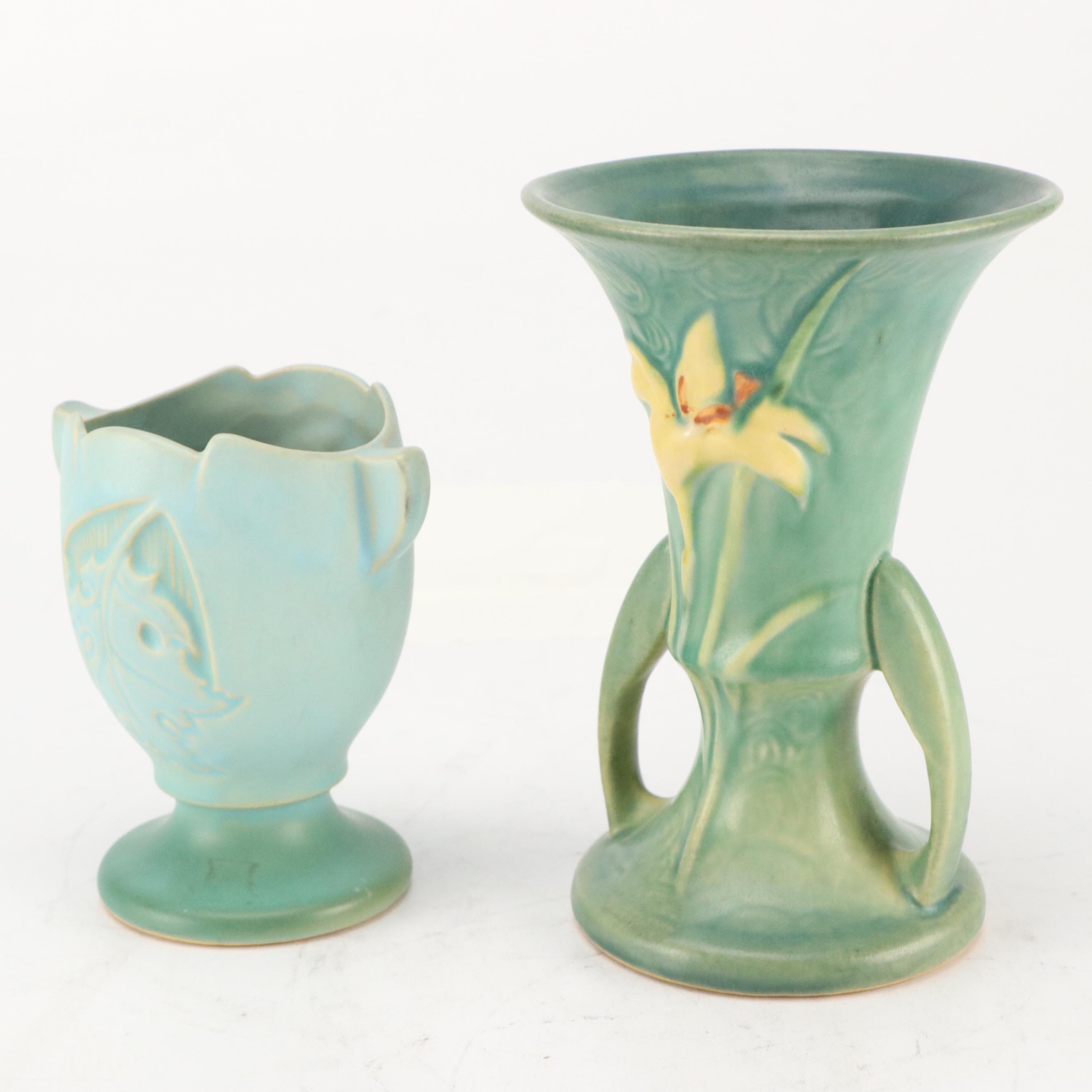 Roseville Pottery "Primrose," "Zephyr Lily," "Snowberry," & Silhouette Vases