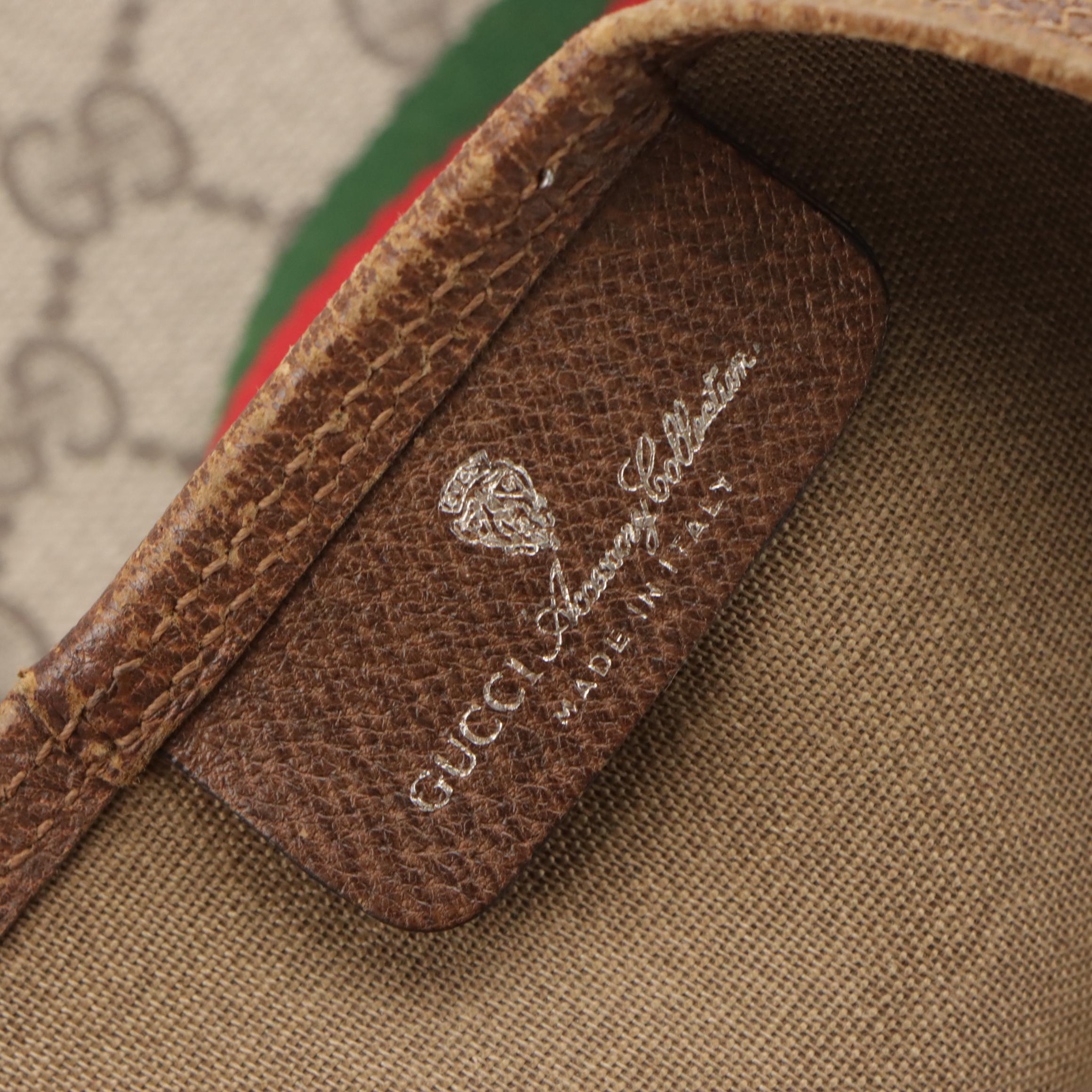 Gucci Accessory Collection Tote in GG Supreme Canvas and Leather With Web Straps