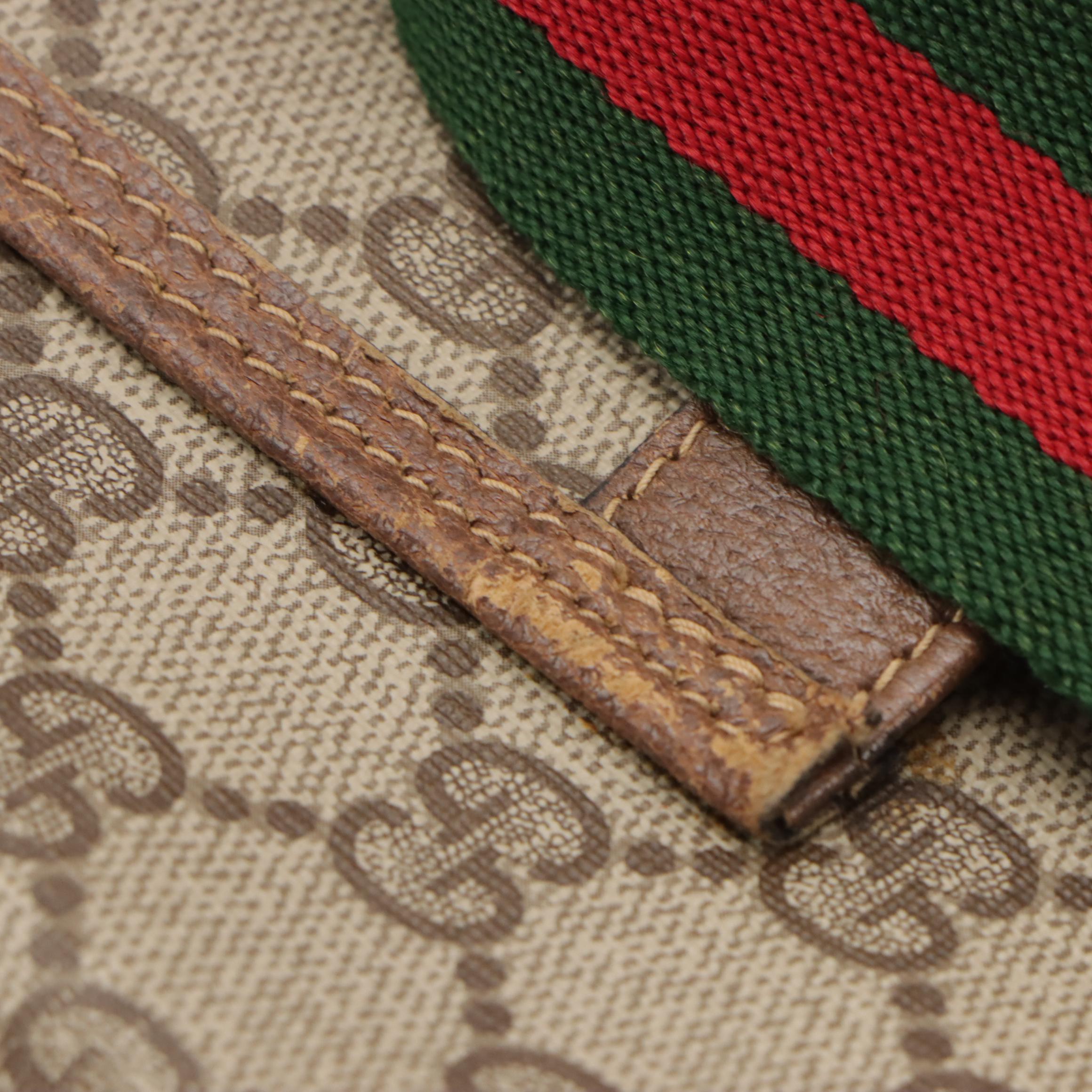 Gucci Accessory Collection Tote in GG Supreme Canvas and Leather With Web Straps