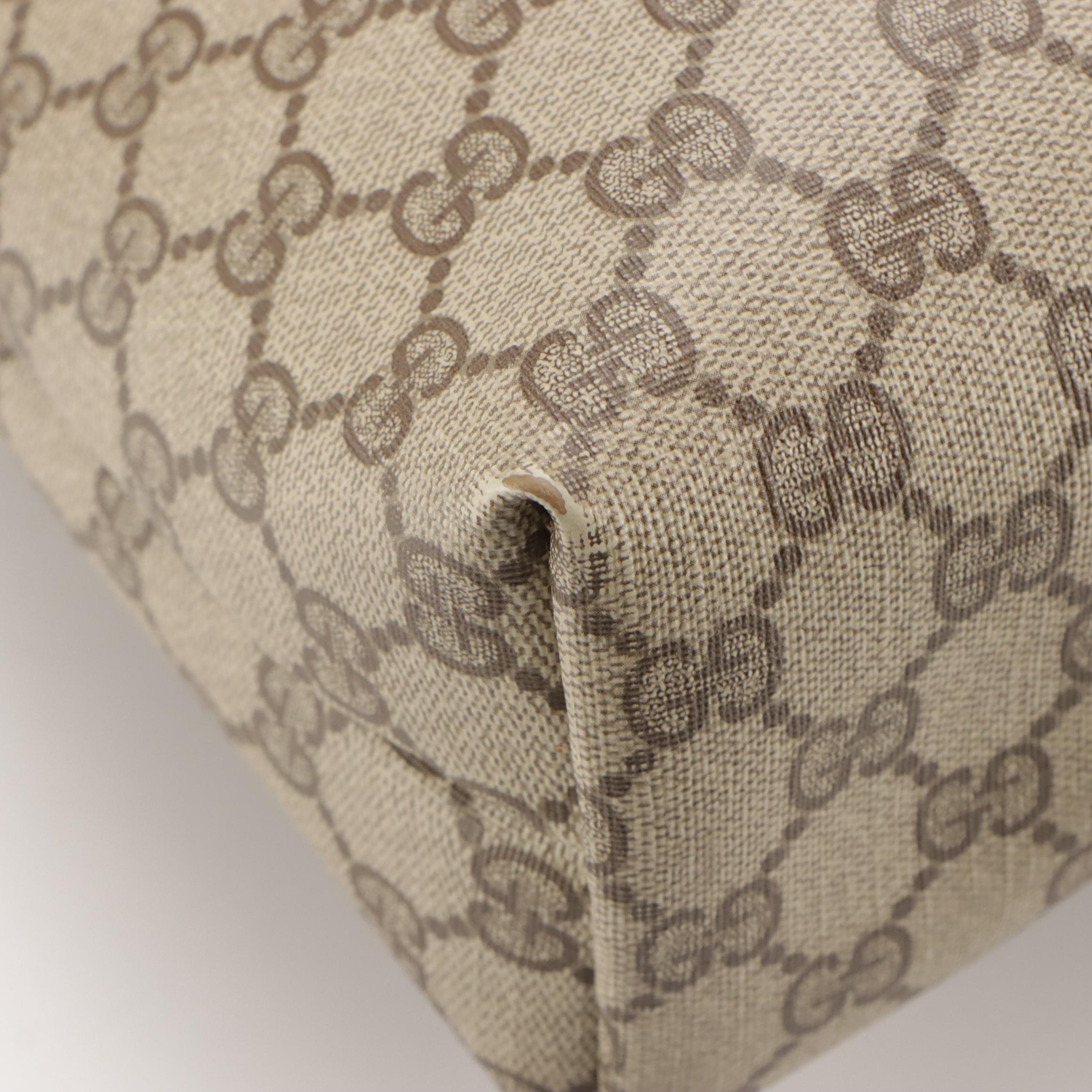 Gucci Accessory Collection Tote in GG Supreme Canvas and Leather With Web Straps