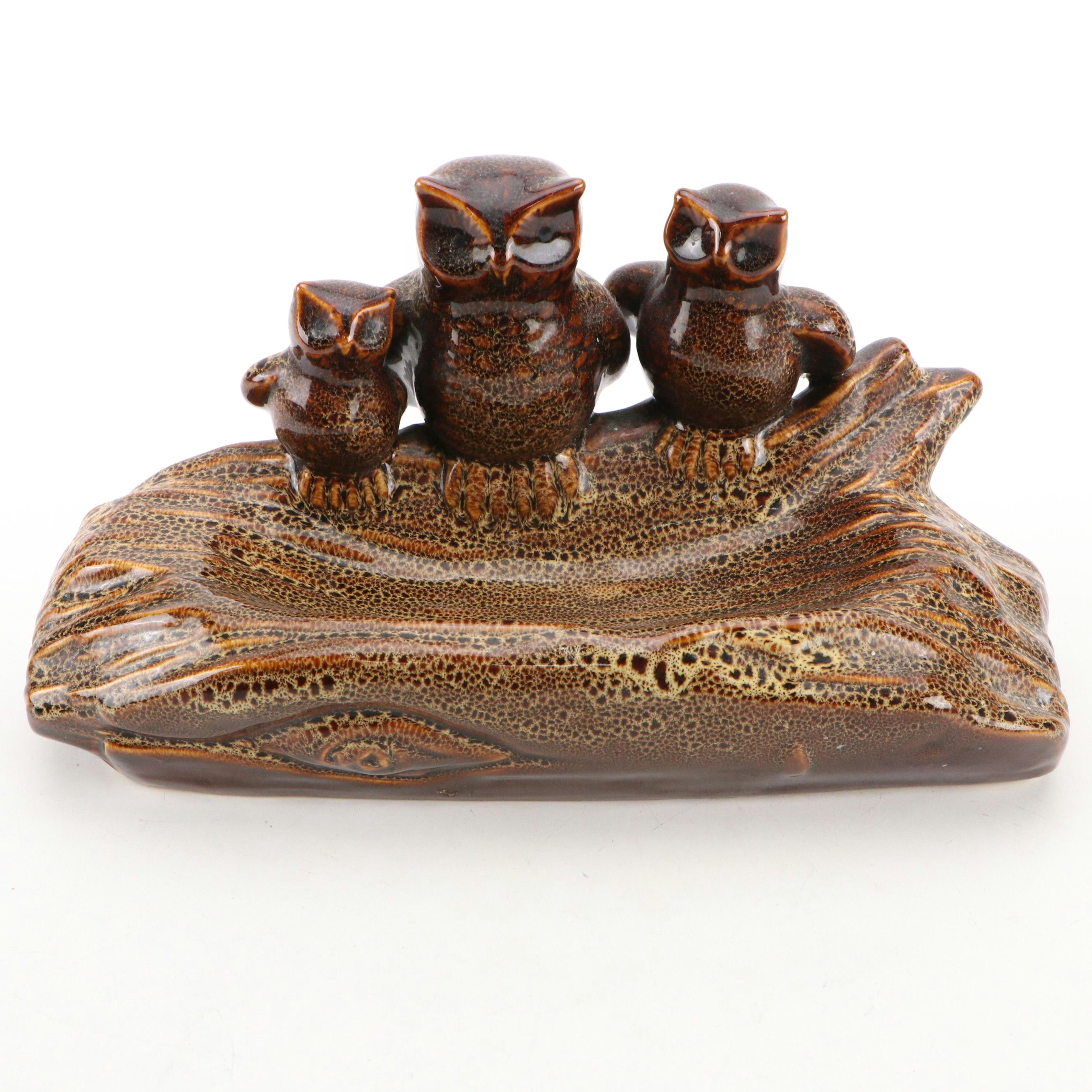 MCM Art Pottery Three-Owl Bowl