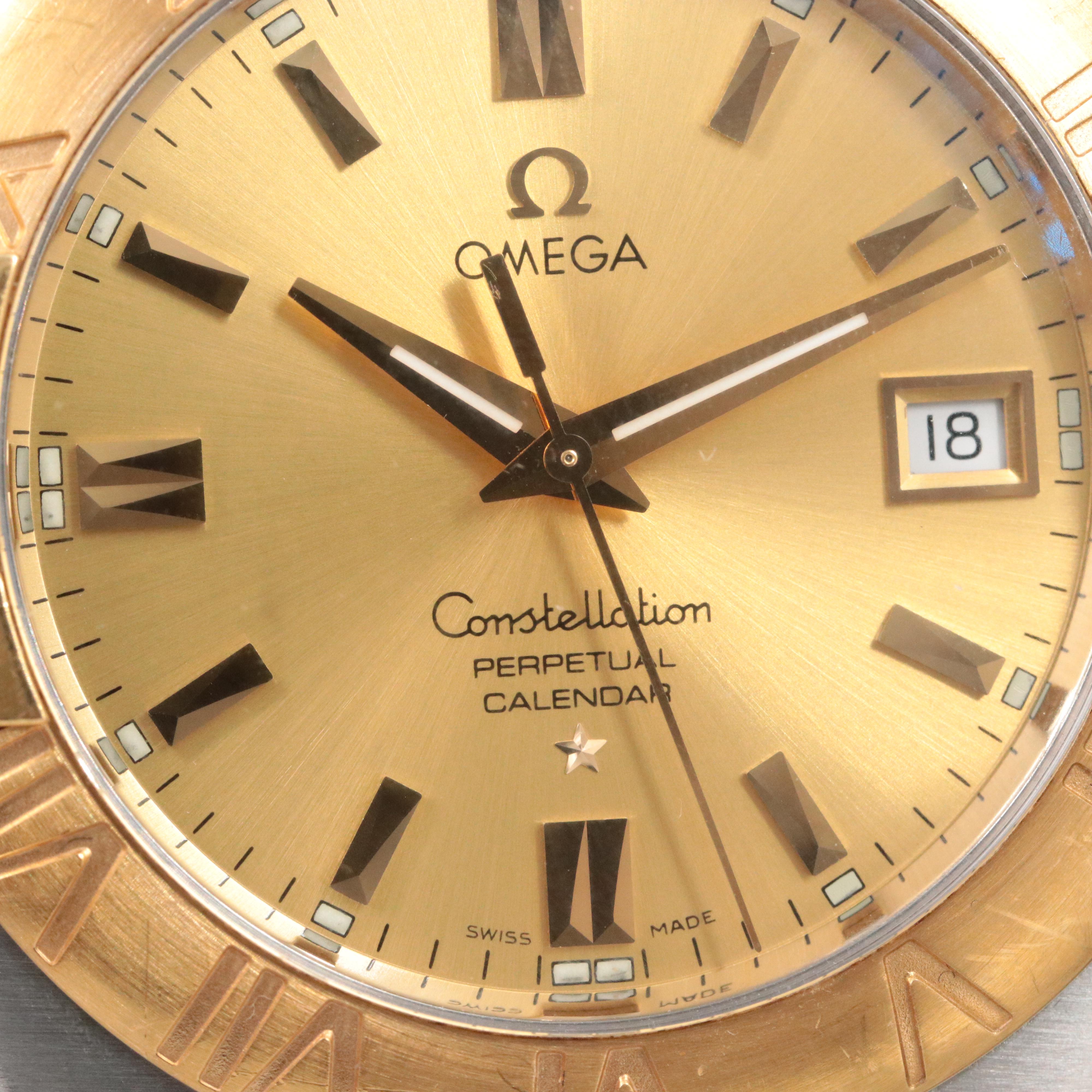 18K & Stainless Steel Omega Constellation Double Eagle Perpetual Calendar Watch