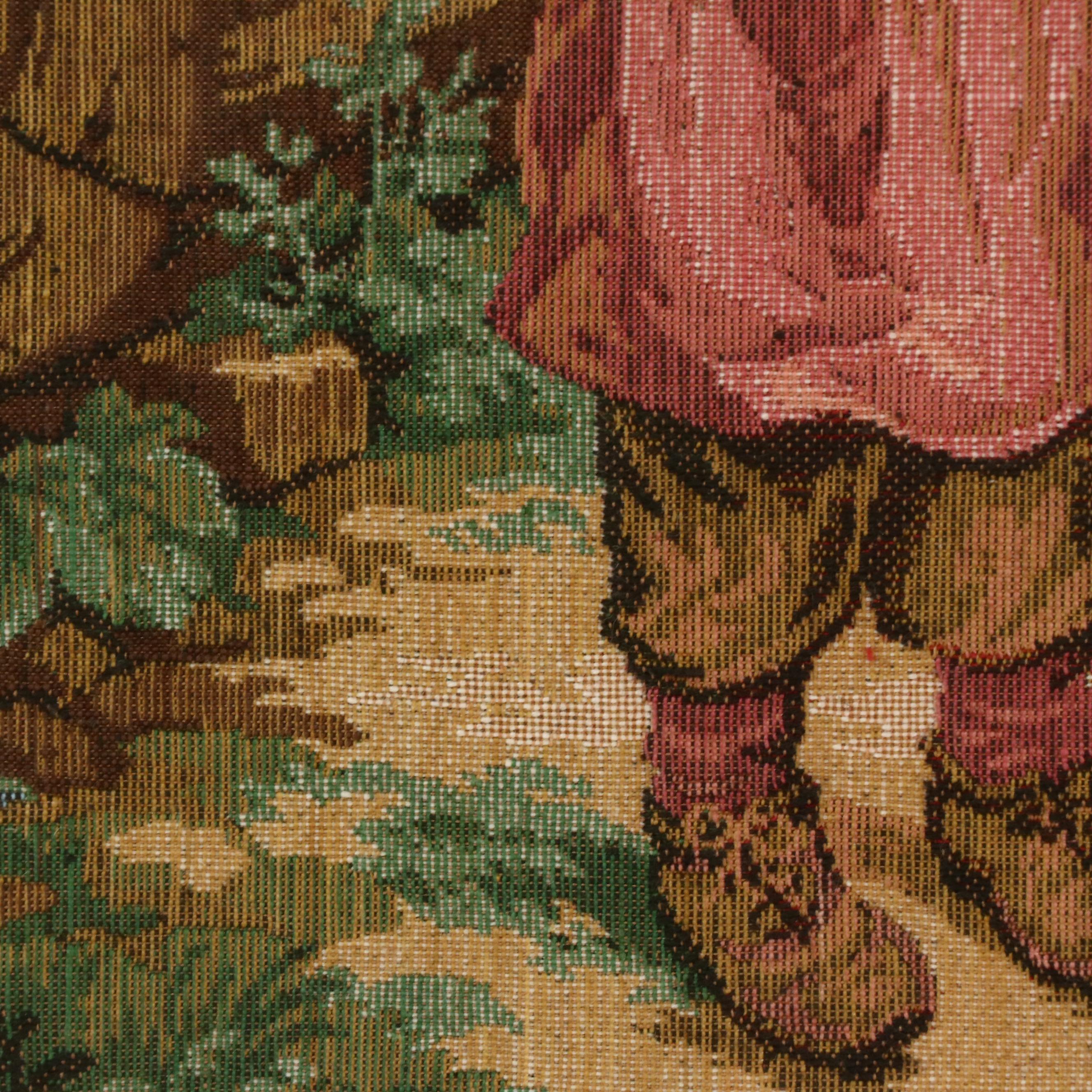 Woven Tapestry with Children in Garden, 20th Century