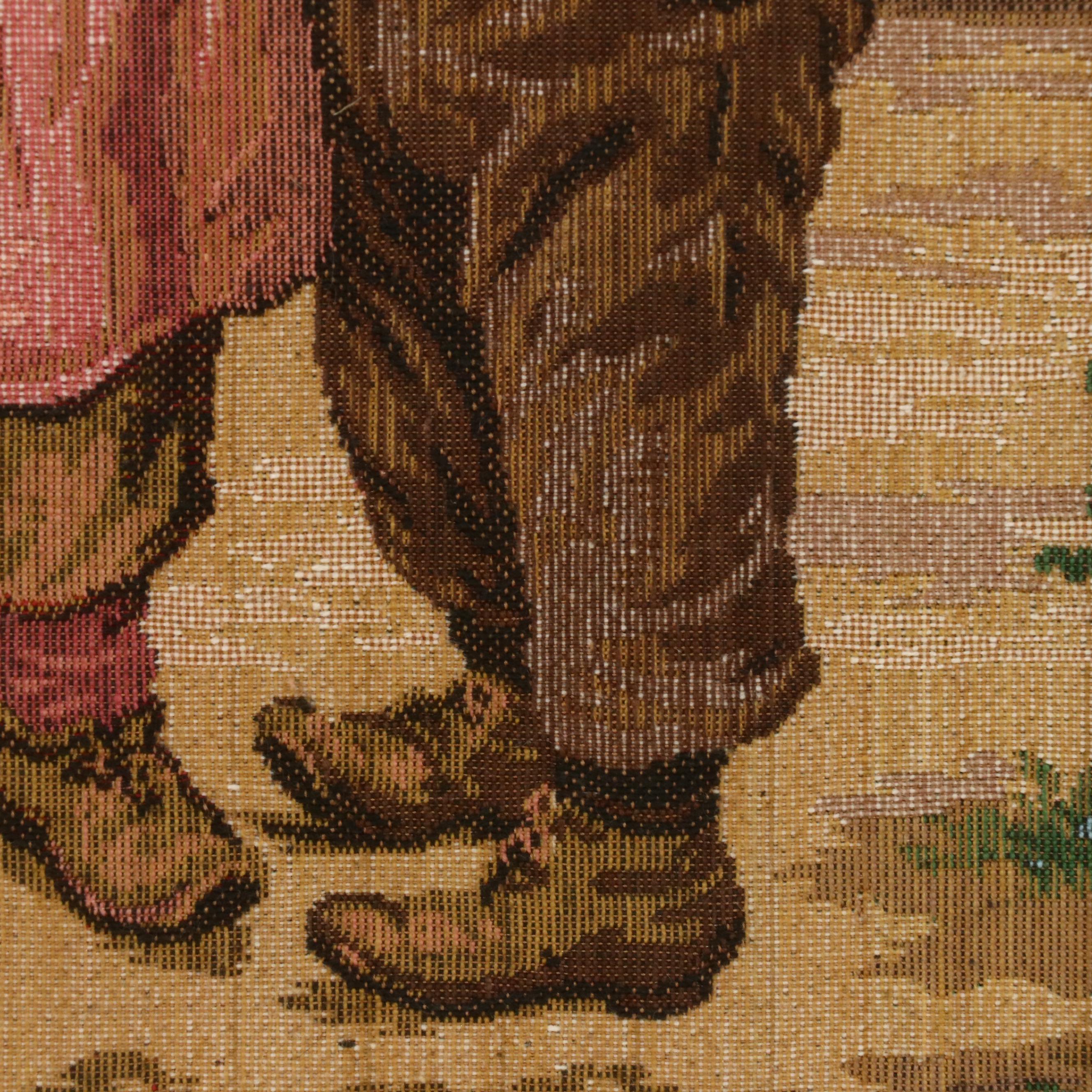 Woven Tapestry with Children in Garden, 20th Century