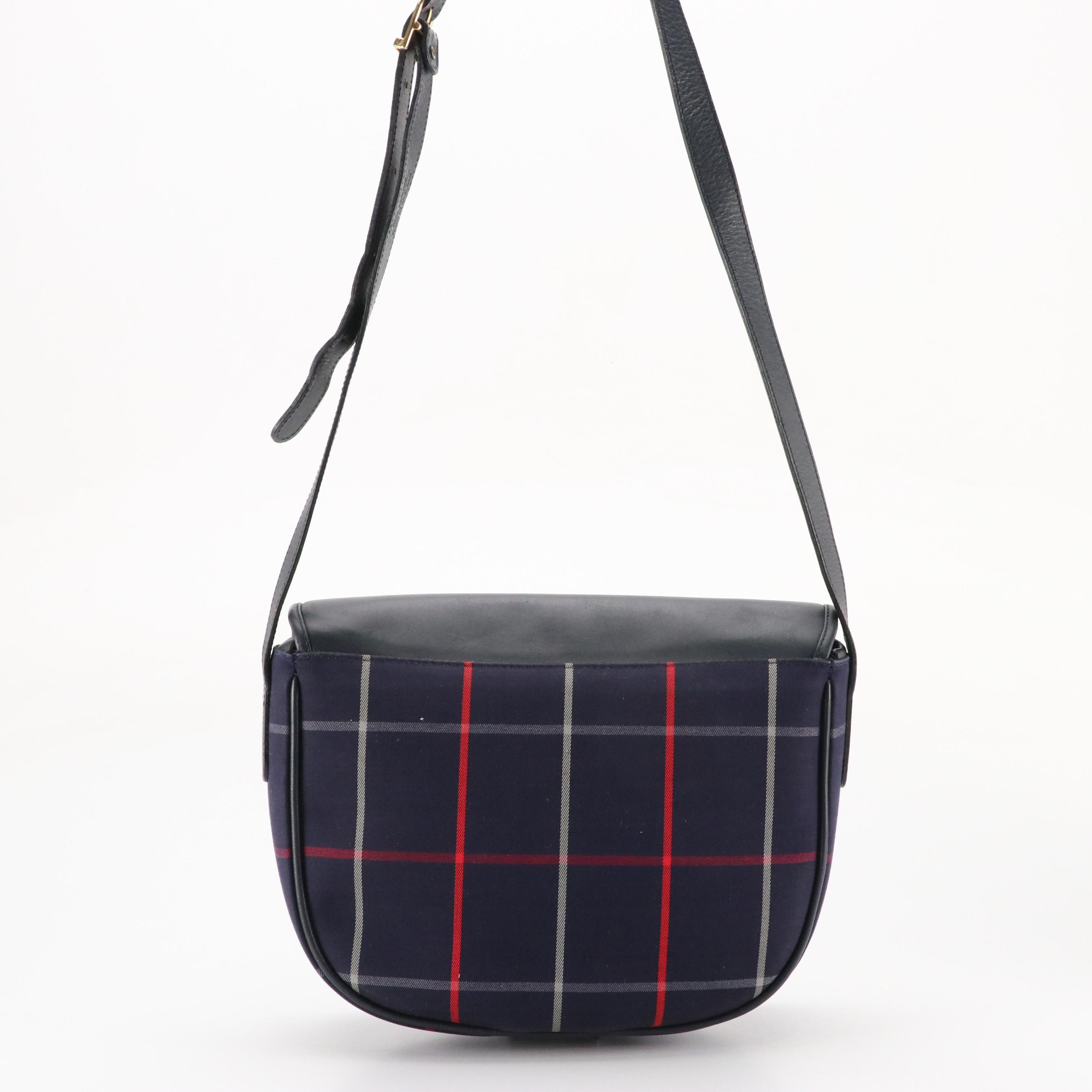 Burberry Full Flap Messenger Bag in Vintage Navy Blue Check Canvas and Leather