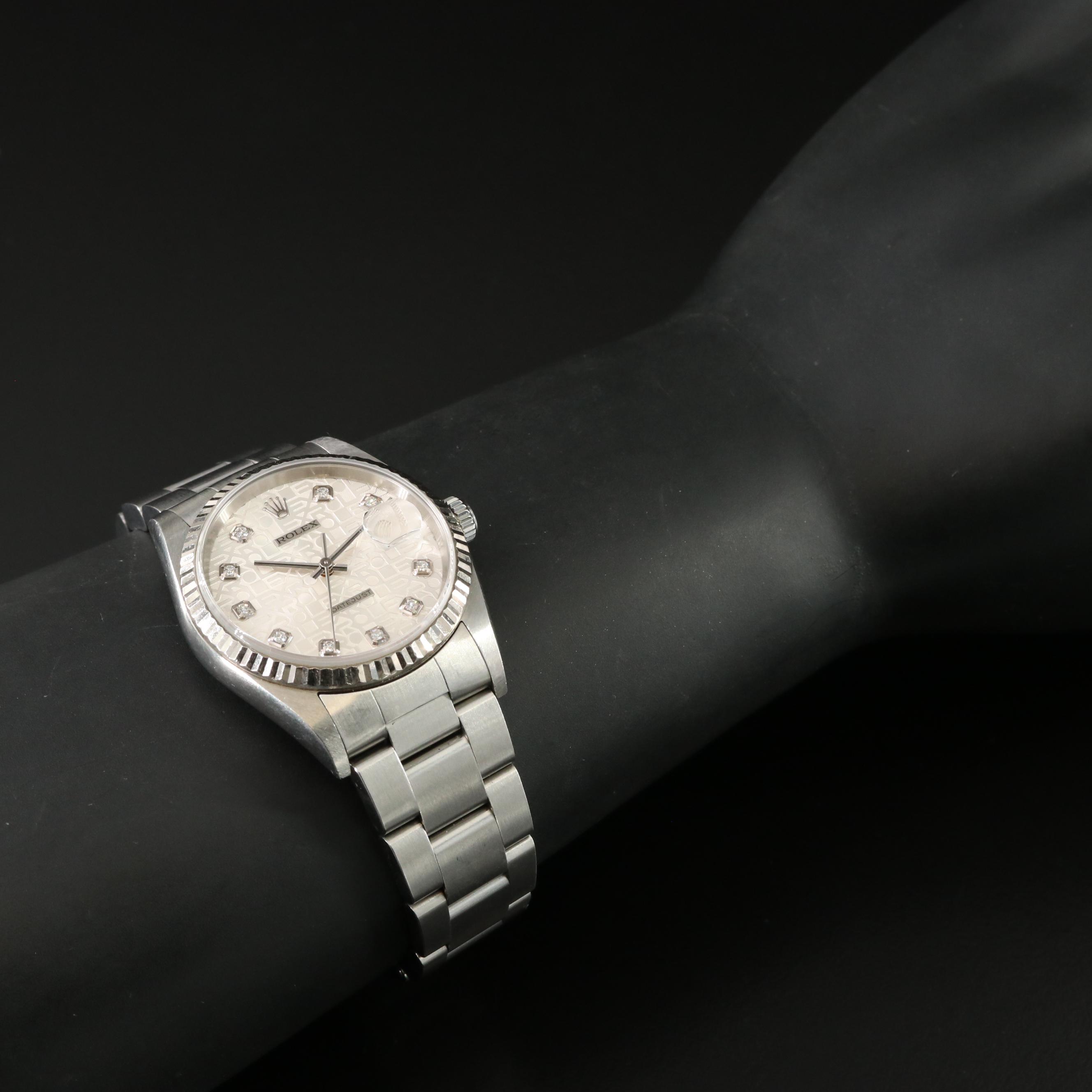 Rolex Datejust 16234 Diamond Jubilee 36mm Steel Automatic Watch circa 2005