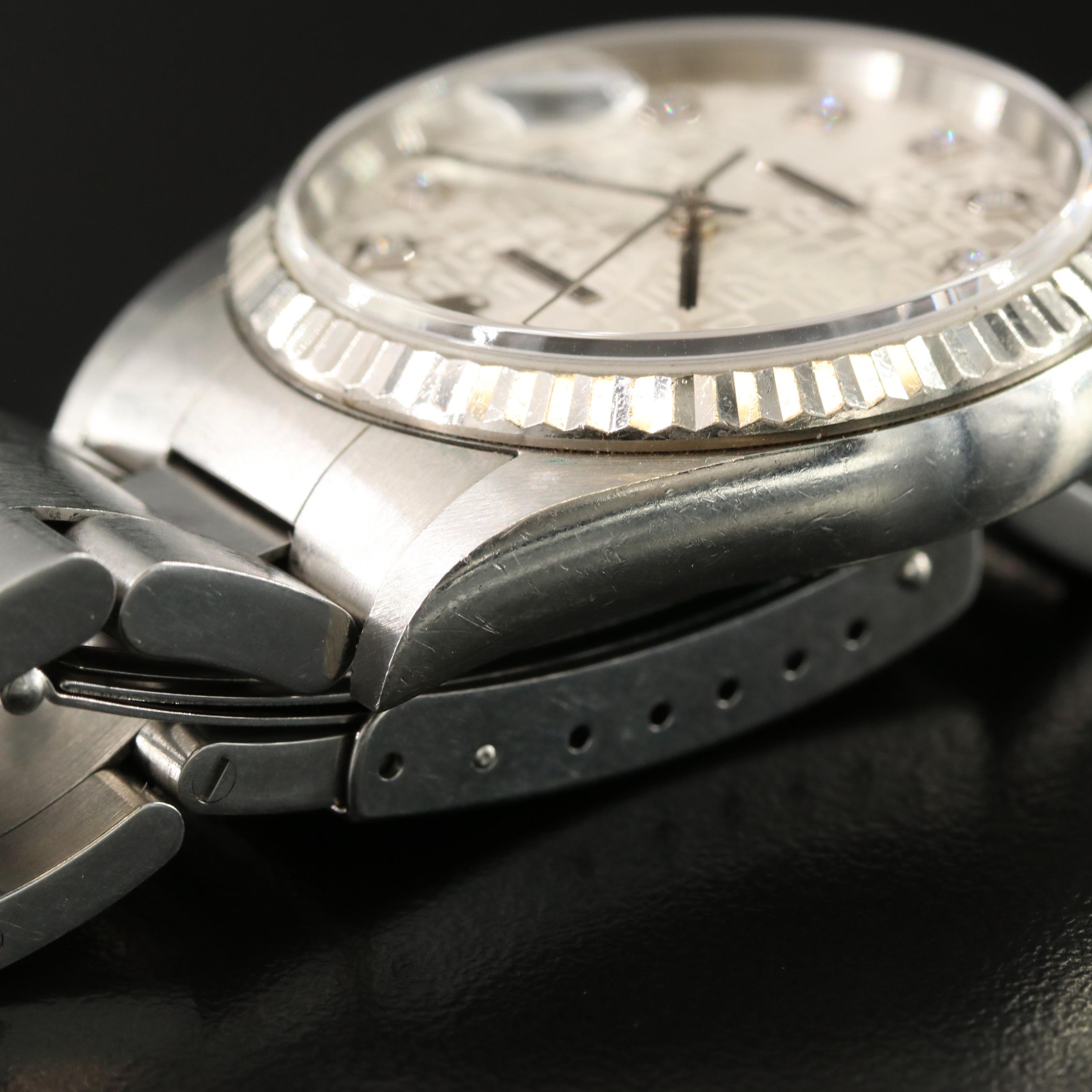 Rolex Datejust 16234 Diamond Jubilee 36mm Steel Automatic Watch circa 2005