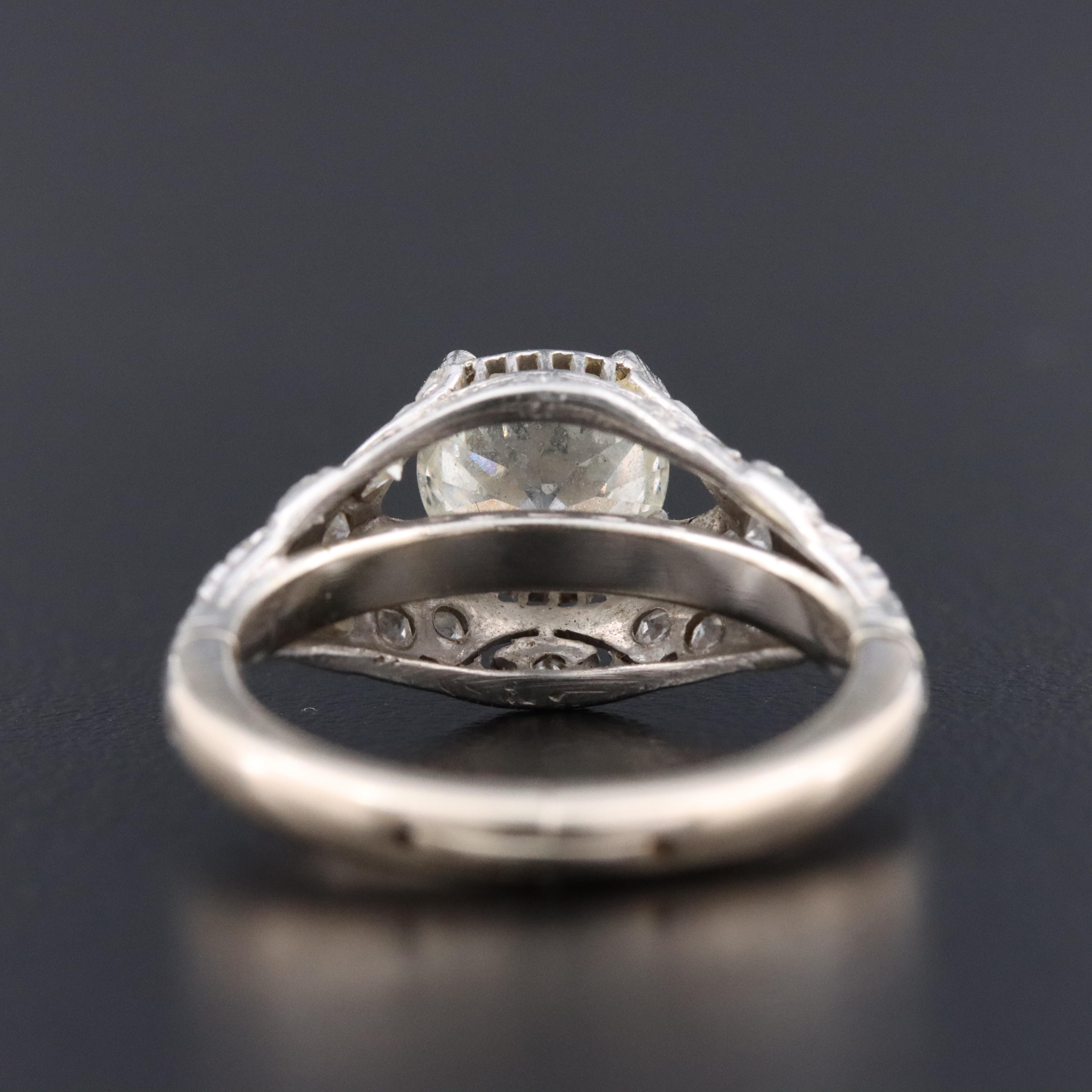 Vintage Platinum 1.54 CTW Diamond Ring with 14K Hinged Shank